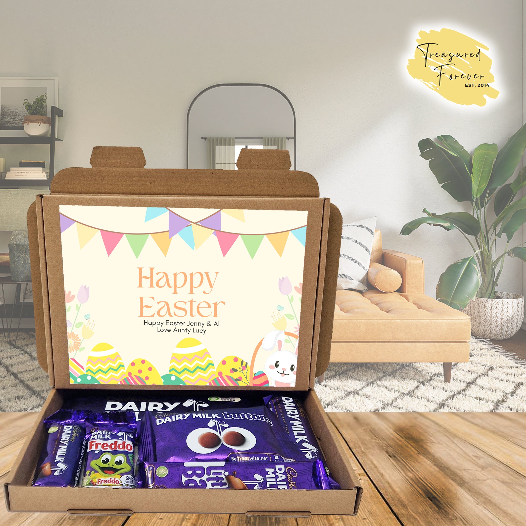 Personalised Easter Chocolate Treat Box – Mini Eggs, Lindt, Cadbury | Letterbox Gift for Chocoholics | Custom Easter Treats & Gifts