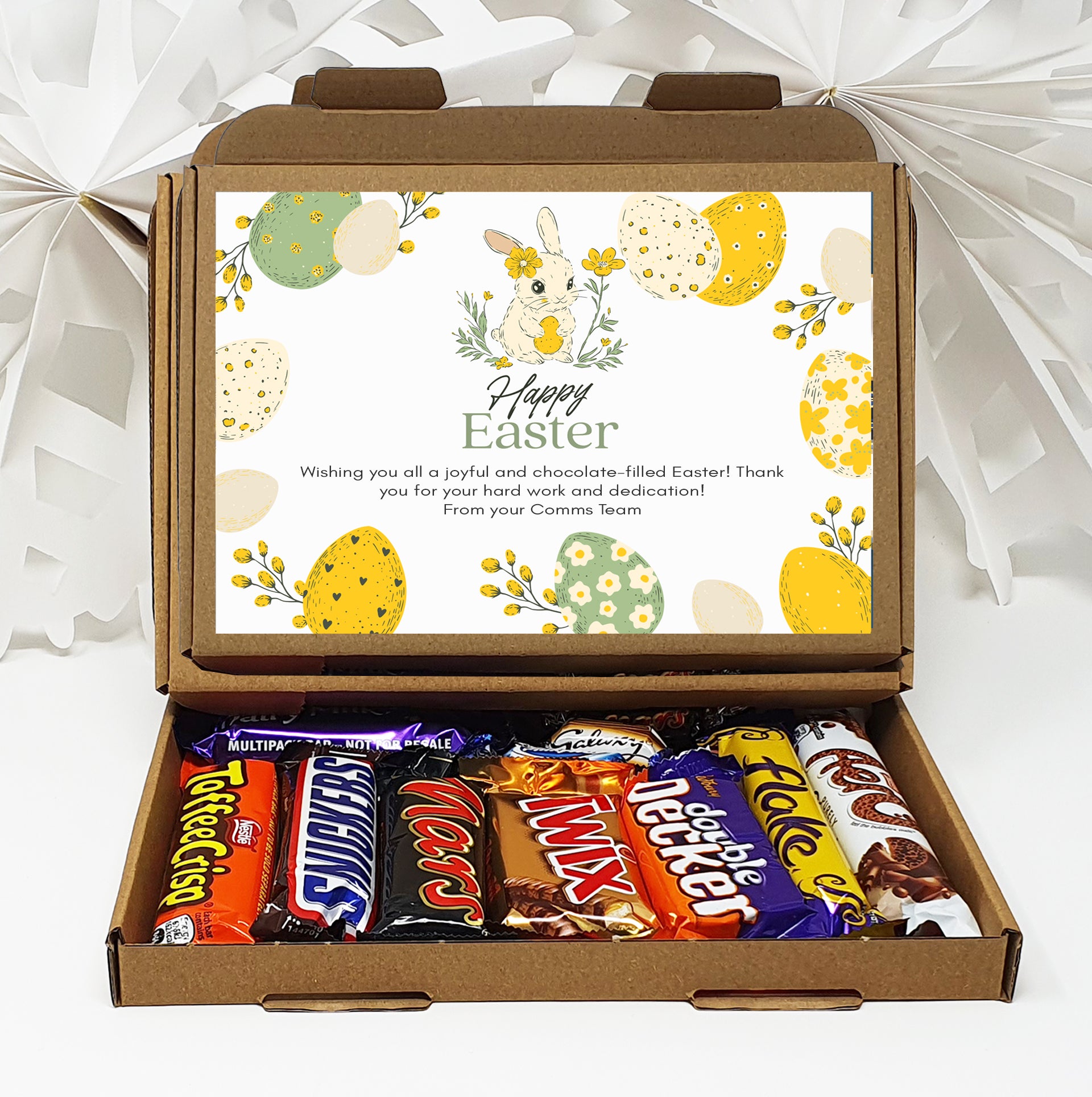 Personalised Easter Chocolate Treat Box – Mini Eggs, Lindt, Cadbury | Letterbox Gift for Chocoholics | Custom Easter Treats & Gifts