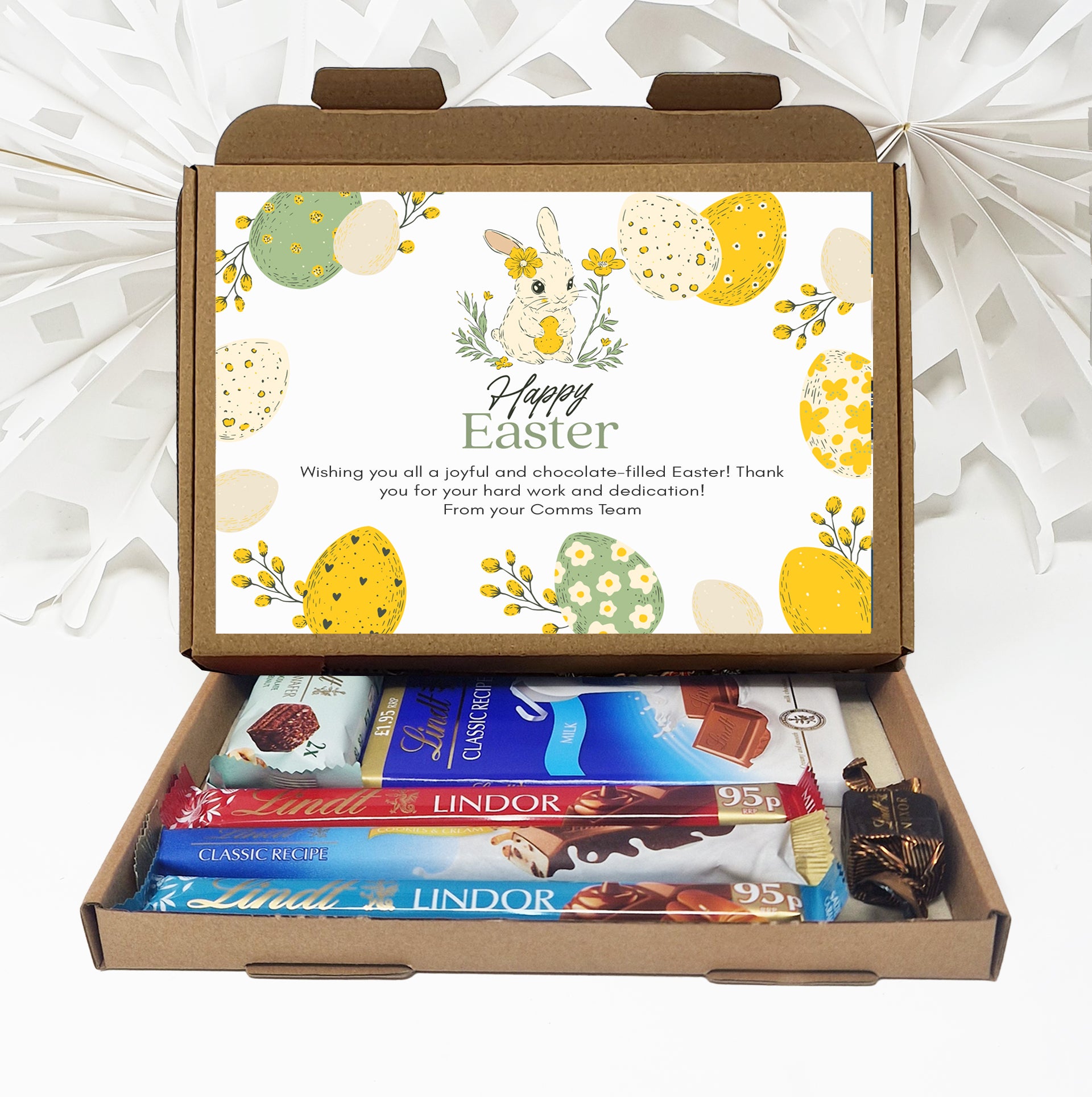 Personalised Easter Chocolate Treat Box – Mini Eggs, Lindt, Cadbury | Letterbox Gift for Chocoholics | Custom Easter Treats & Gifts