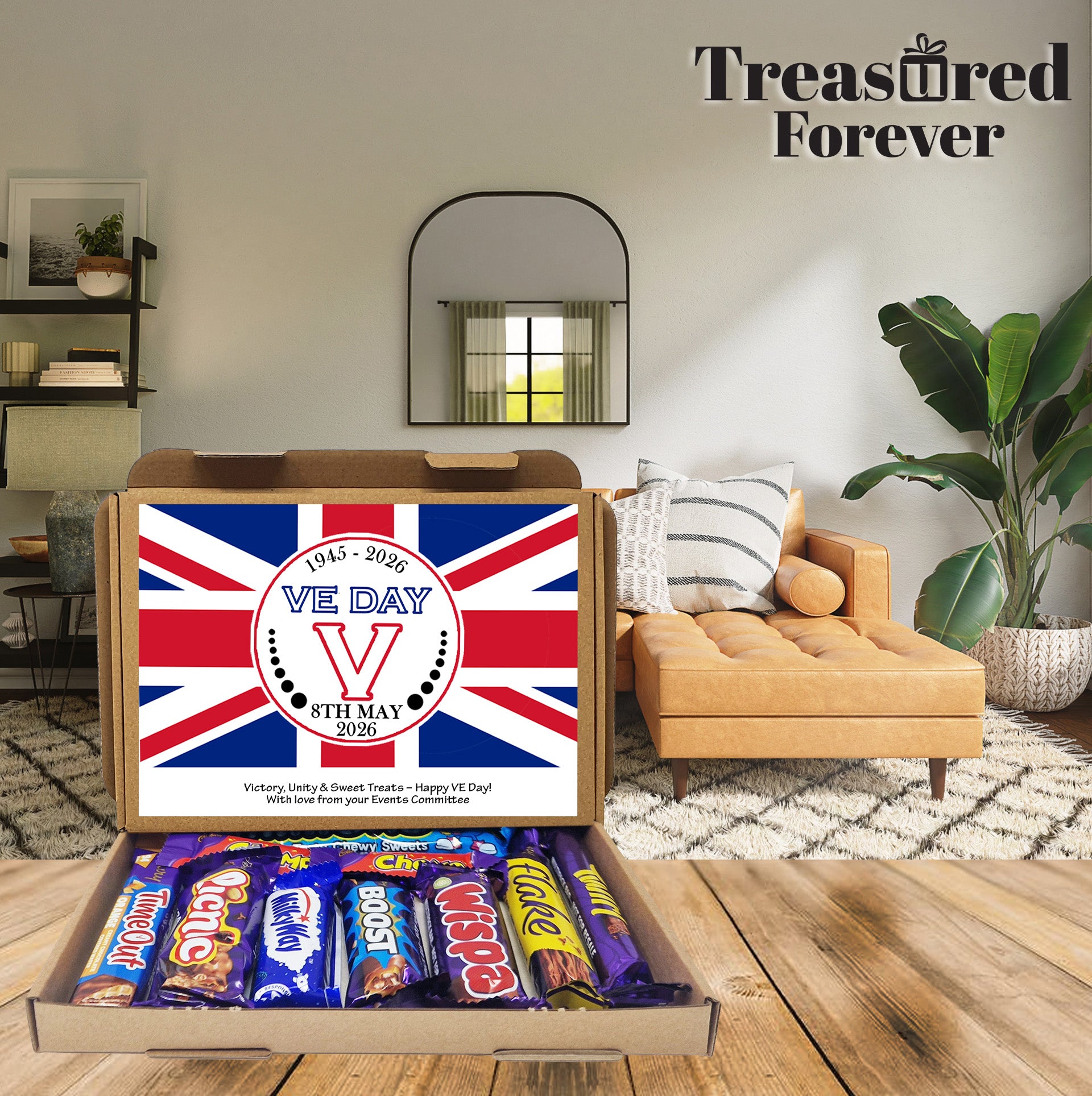 Personalised VE Day Treat Box – British Sweets, Chocolates & Biscuits | Letterbox Gift for History Lovers | WWII Remembrance Treats Gifts