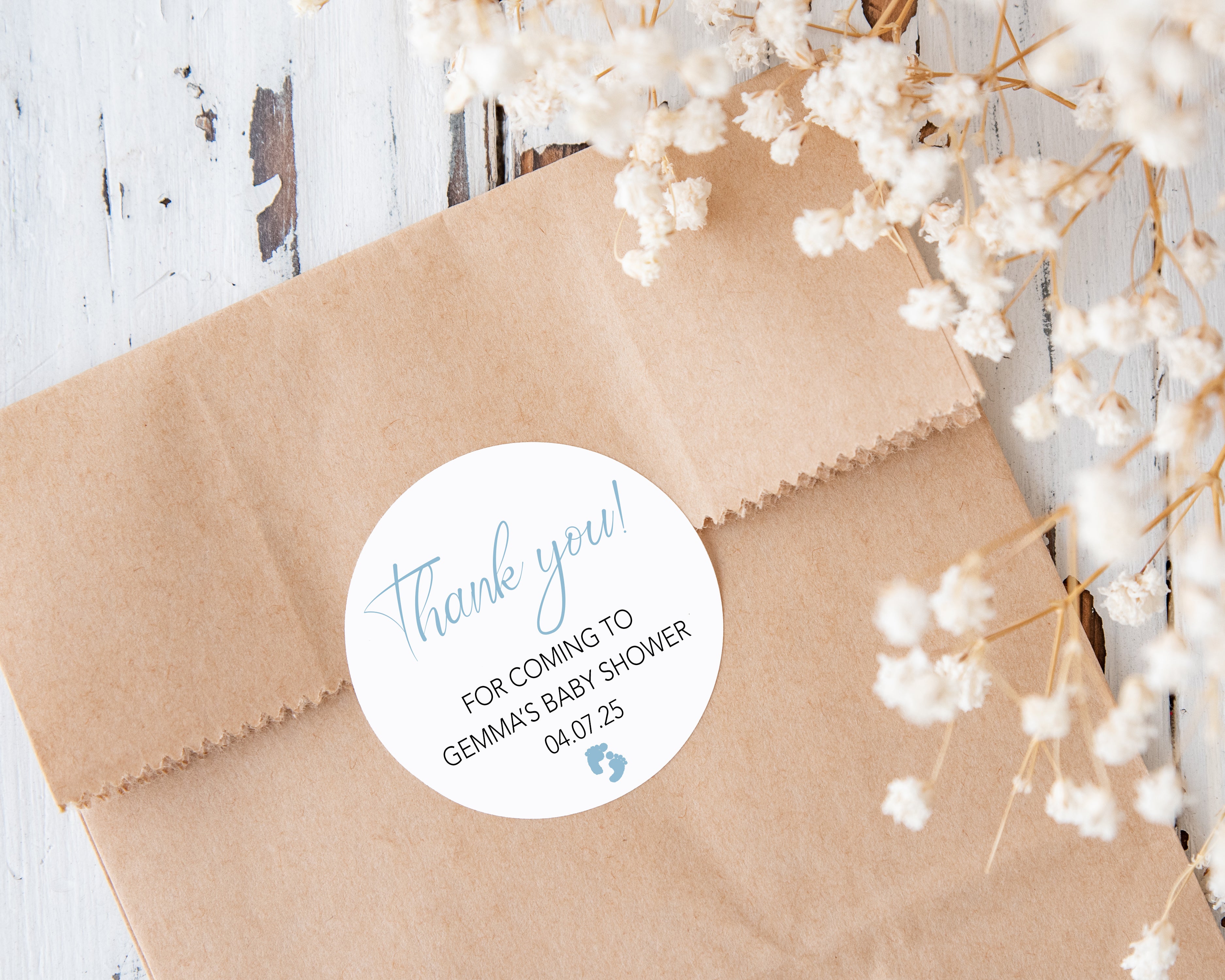 Personalised Baby Shower Stickers x 24, Baby Shower Favour Bag Stickers, Sweet Bag Stickers, Cake Bag Stickers, Treat Bag Stickers