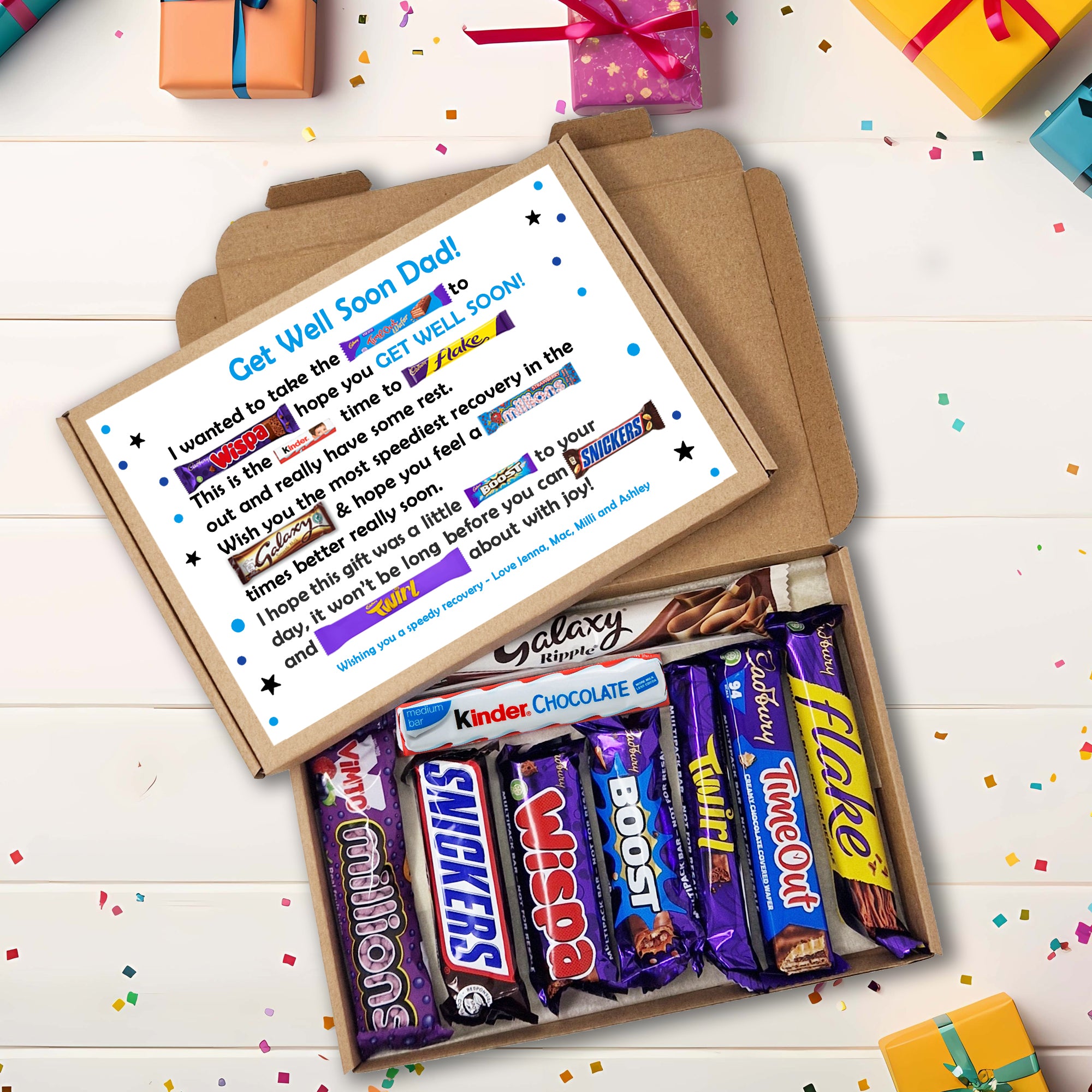 Personalised Chocolate Message Board for Dad – Birthday Gift – Father’s Day Get Well Soon Thank You Chocolate Gift Custom Chocolate Box Card