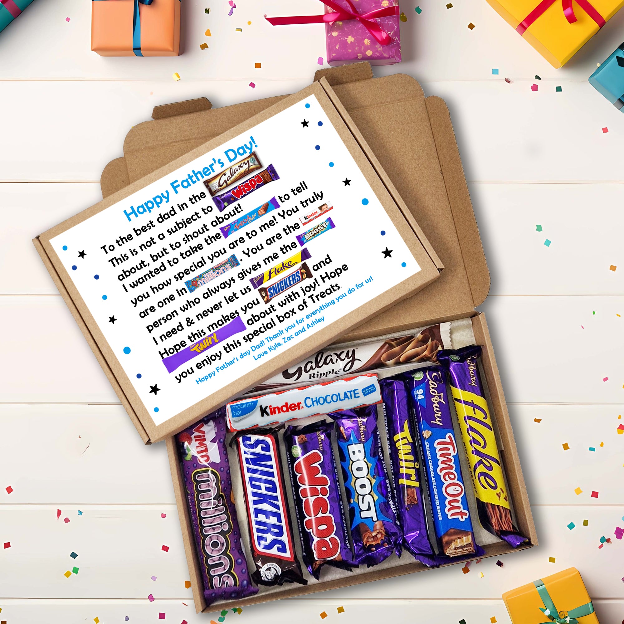 Personalised Chocolate Message Board for Dad – Birthday Gift – Father’s Day Get Well Soon Thank You Chocolate Gift Custom Chocolate Box Card