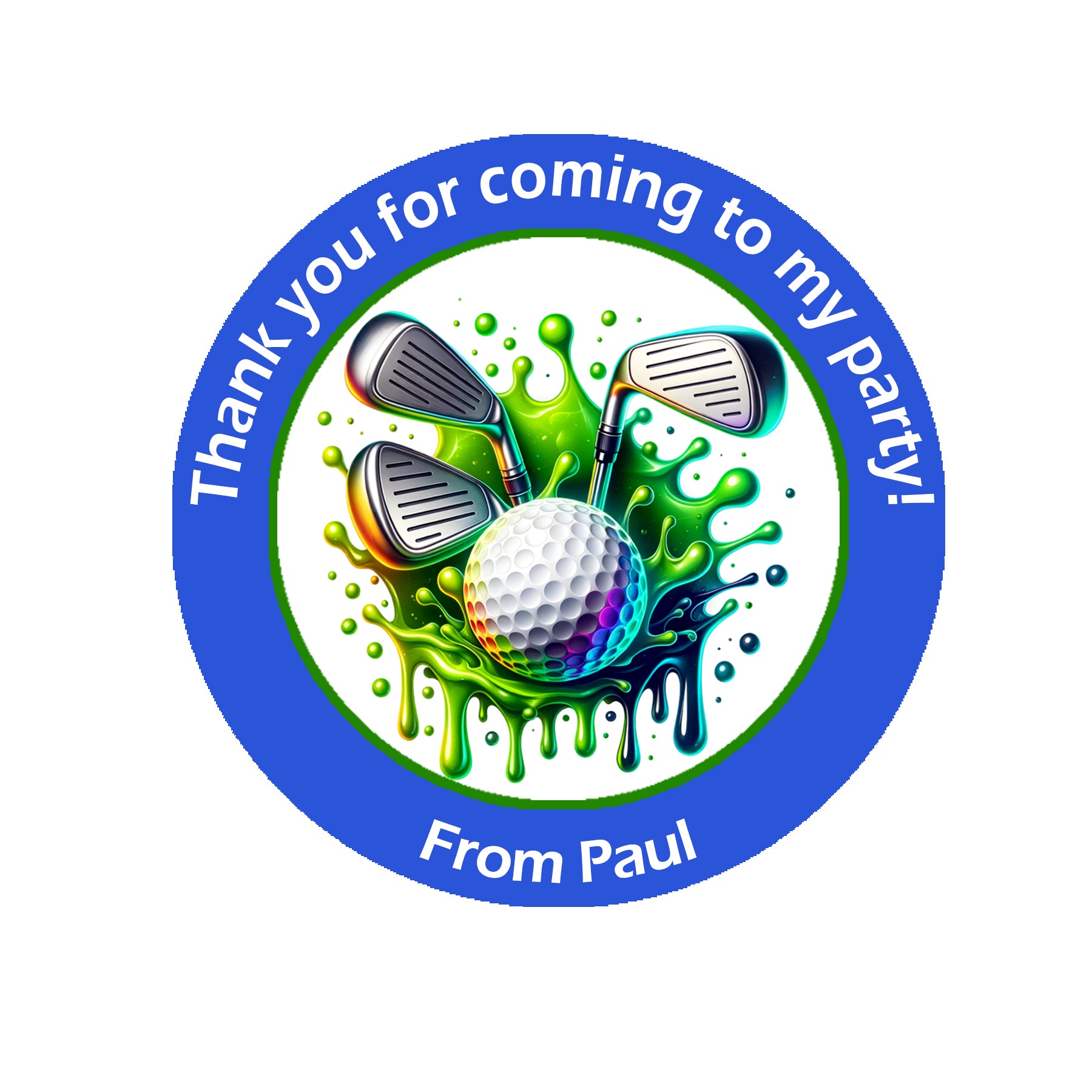 24 x Personalised Golf Party Stickers β 45mm Round Labels for Party Bags, Favours or Sweet Cones β Golf Themed Birthday Decoration