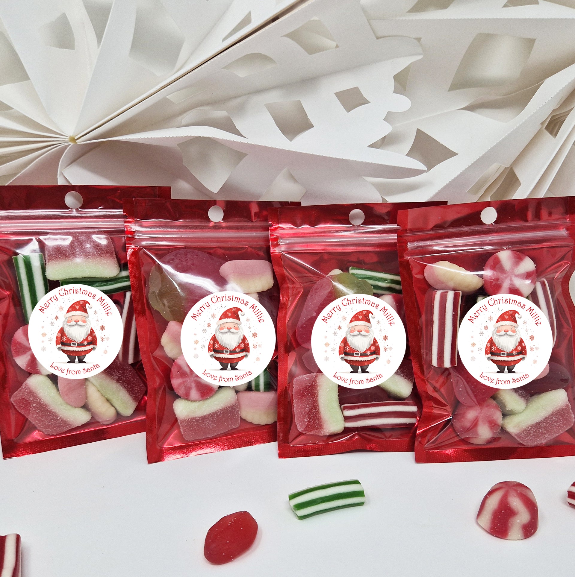Personalised Christmas Sweet Bags | Festive Party Favors | Stocking Stuffer Filler Treats | Pre-Filled || Pick and Mix Teacher Gift