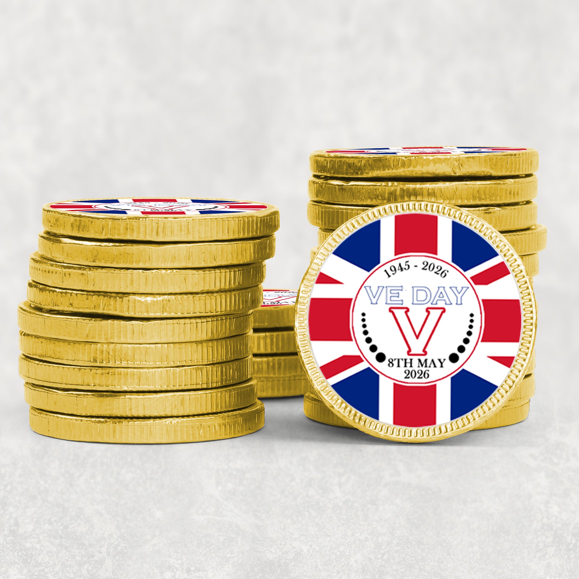VE Day Celebration Chocolate Coins chocolate Coins Luxury Gold foiled discs perfect for street parties! VE Day Party Decor Favours