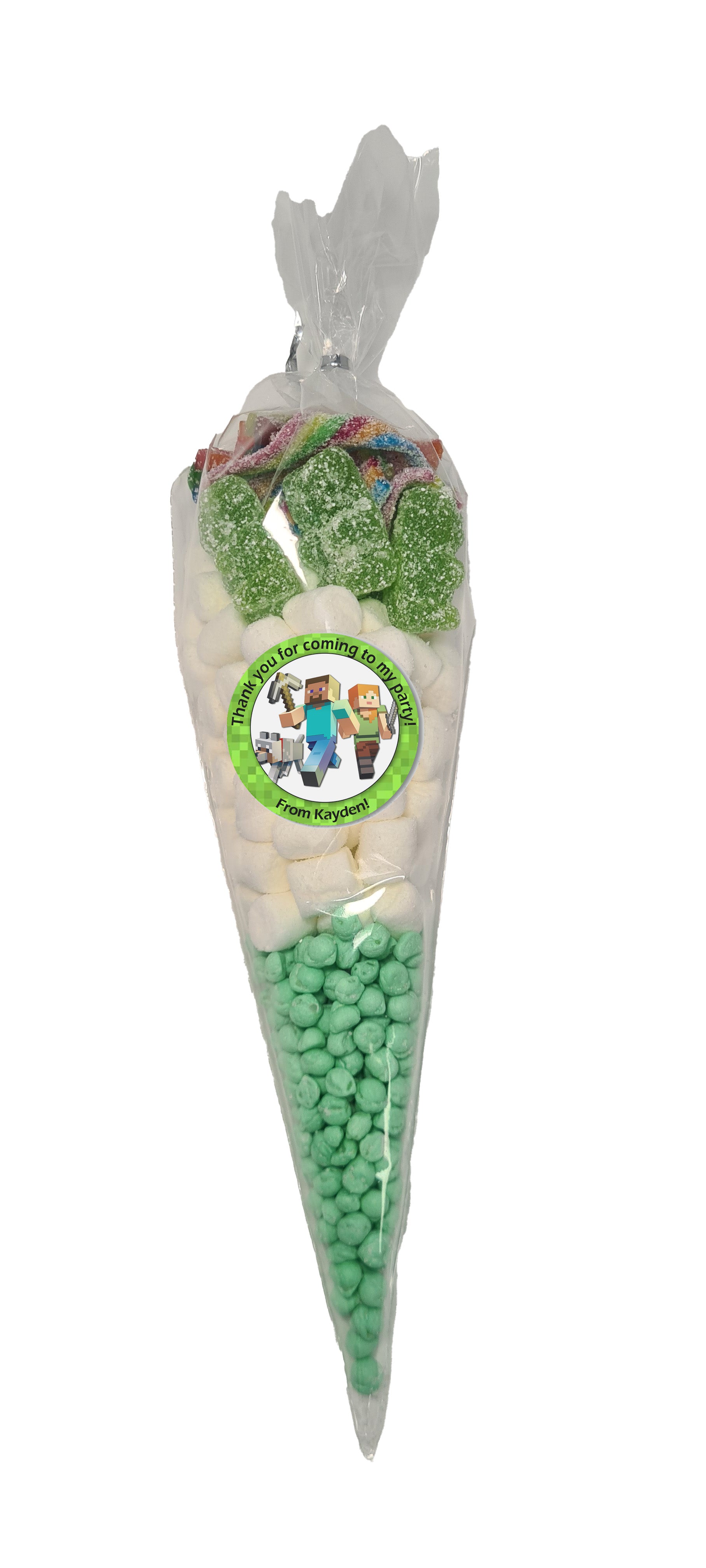 Personalised Gaming MINECRAFT Birthday Stickers For Party Thank You Sweet Cone Bags Labels