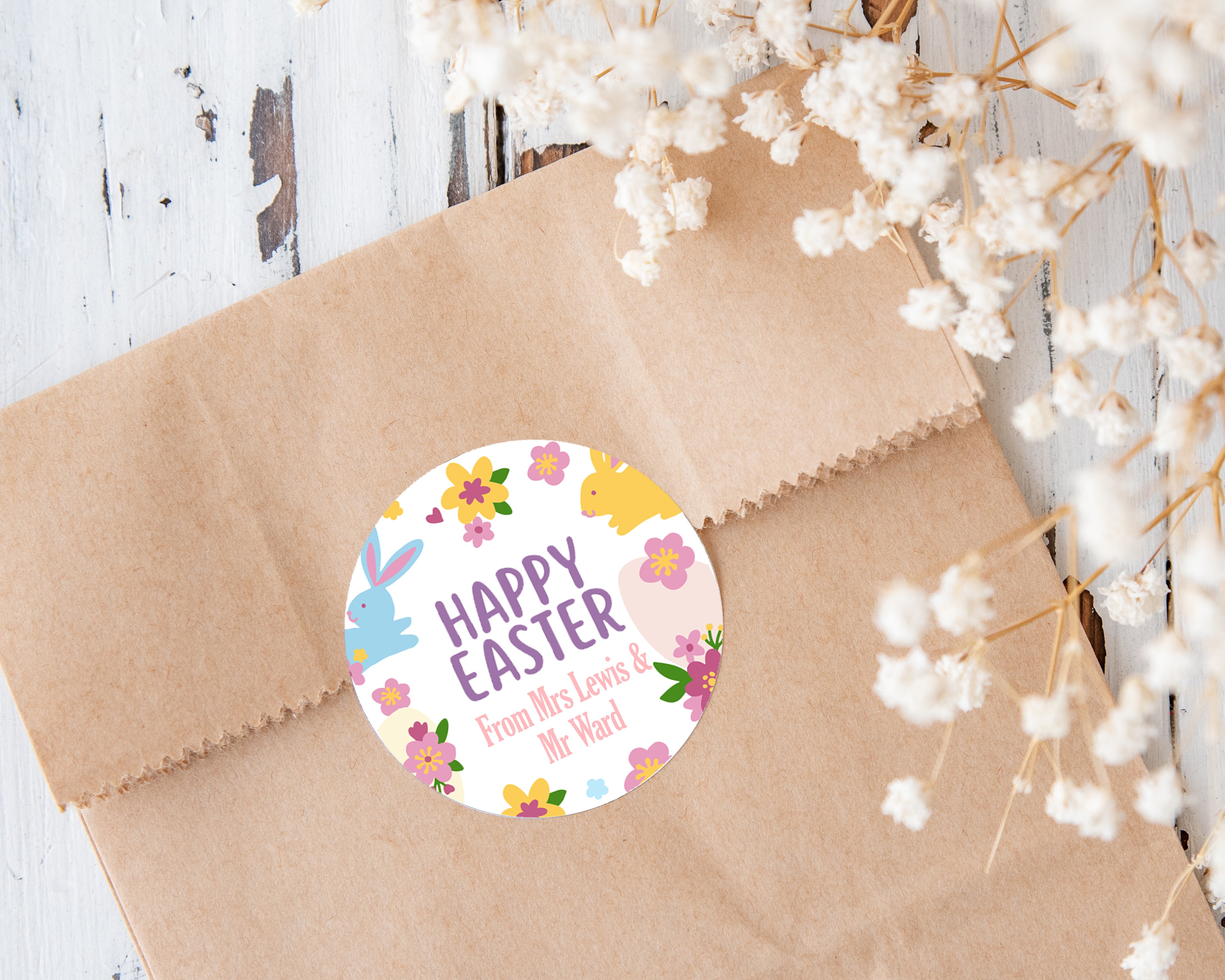 Personalised Stickers Easter End of Term Summer Gift Stickers - Thank you, Happy Easter from Teacher School
