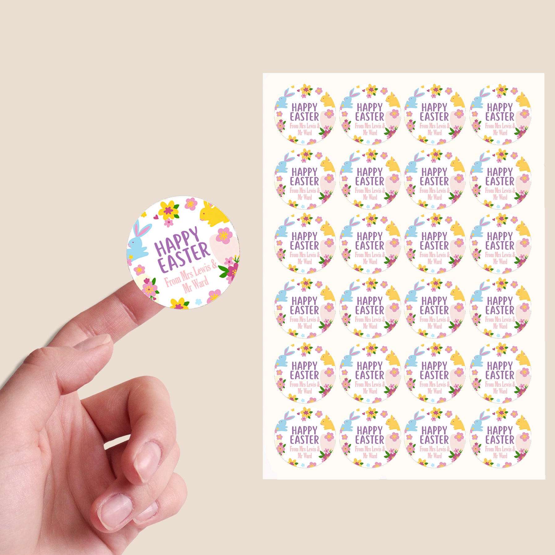 Personalised Stickers Easter End of Term Summer Gift Stickers - Thank you, Happy Easter from Teacher School