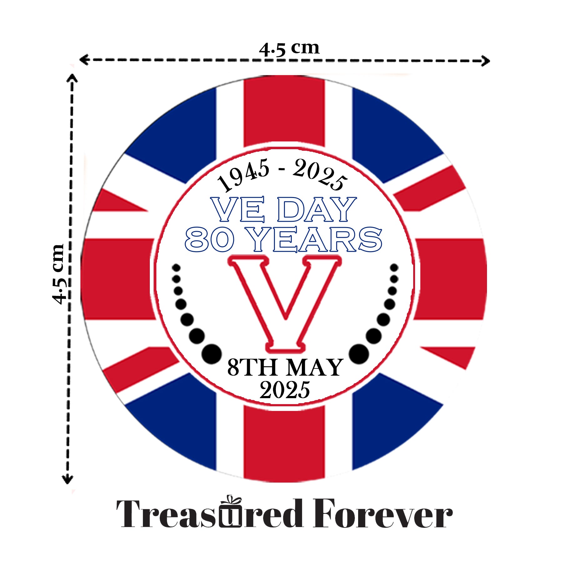 VE Day 80 Years Celebration Sticker Sheet perfect for street parties! VE Day Party Decor Sizes 4.5cm / 3.7cm