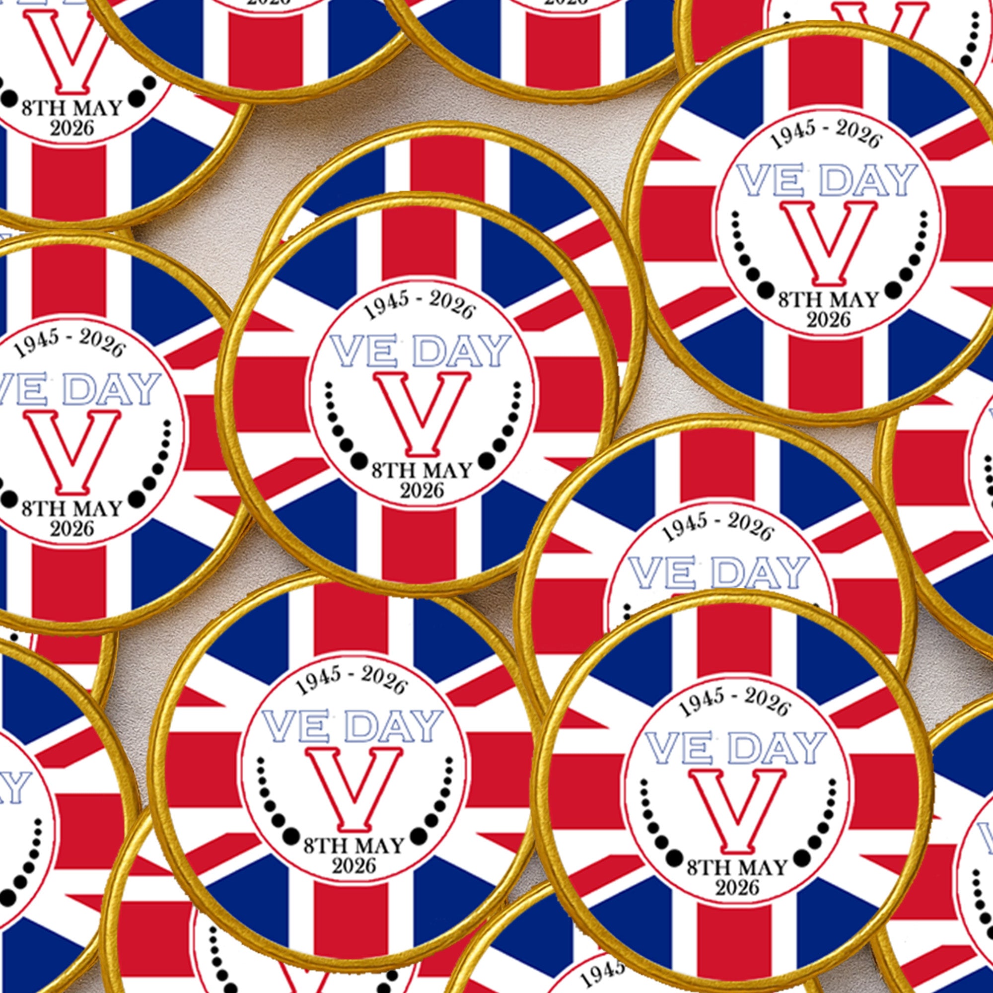 VE Day Celebration Chocolate Coins chocolate Coins Luxury Gold foiled discs perfect for street parties! VE Day Party Decor Favours