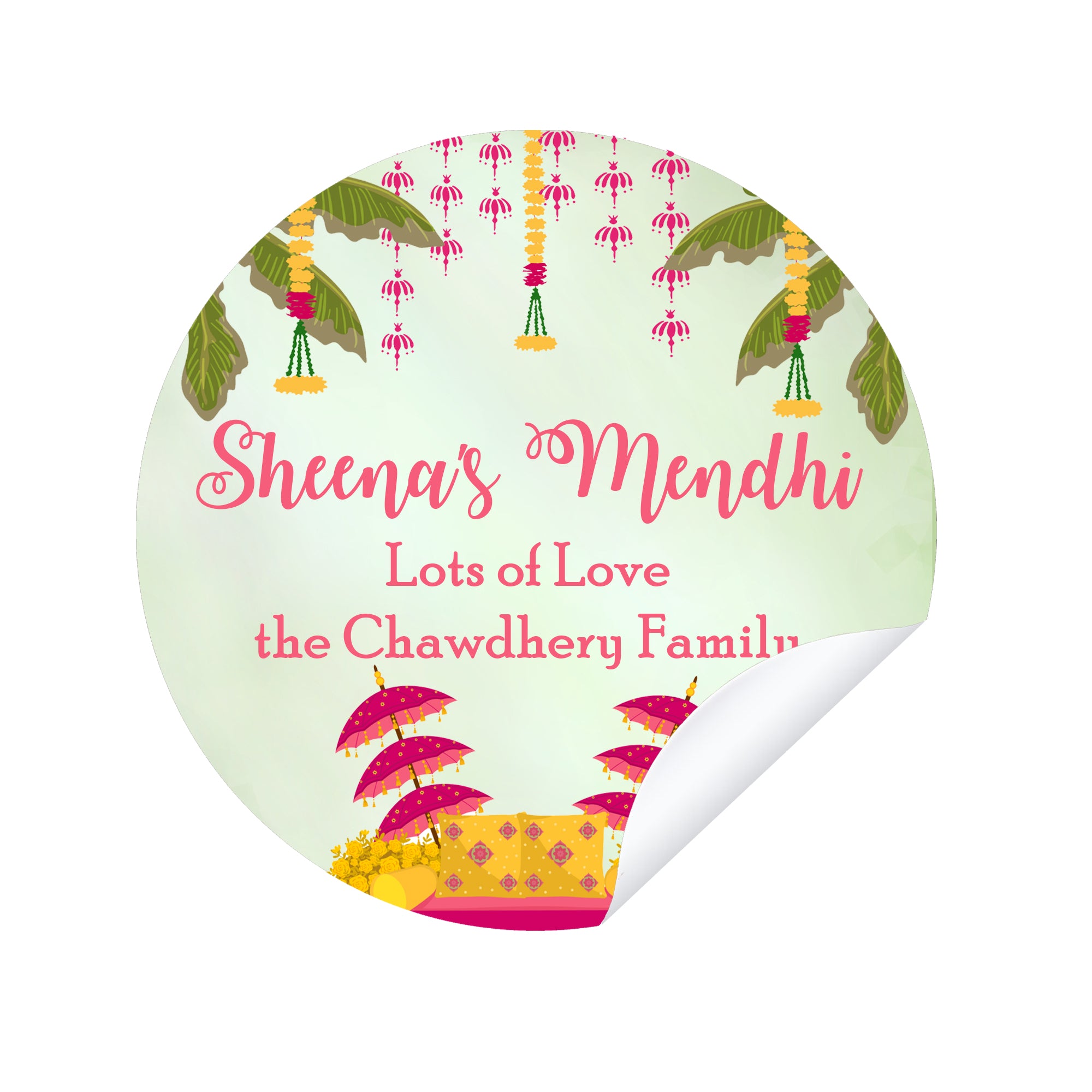 Personalised Mehendi / Mendhi Night Wedding Celebration Event Favour Gift x 35 Stickers