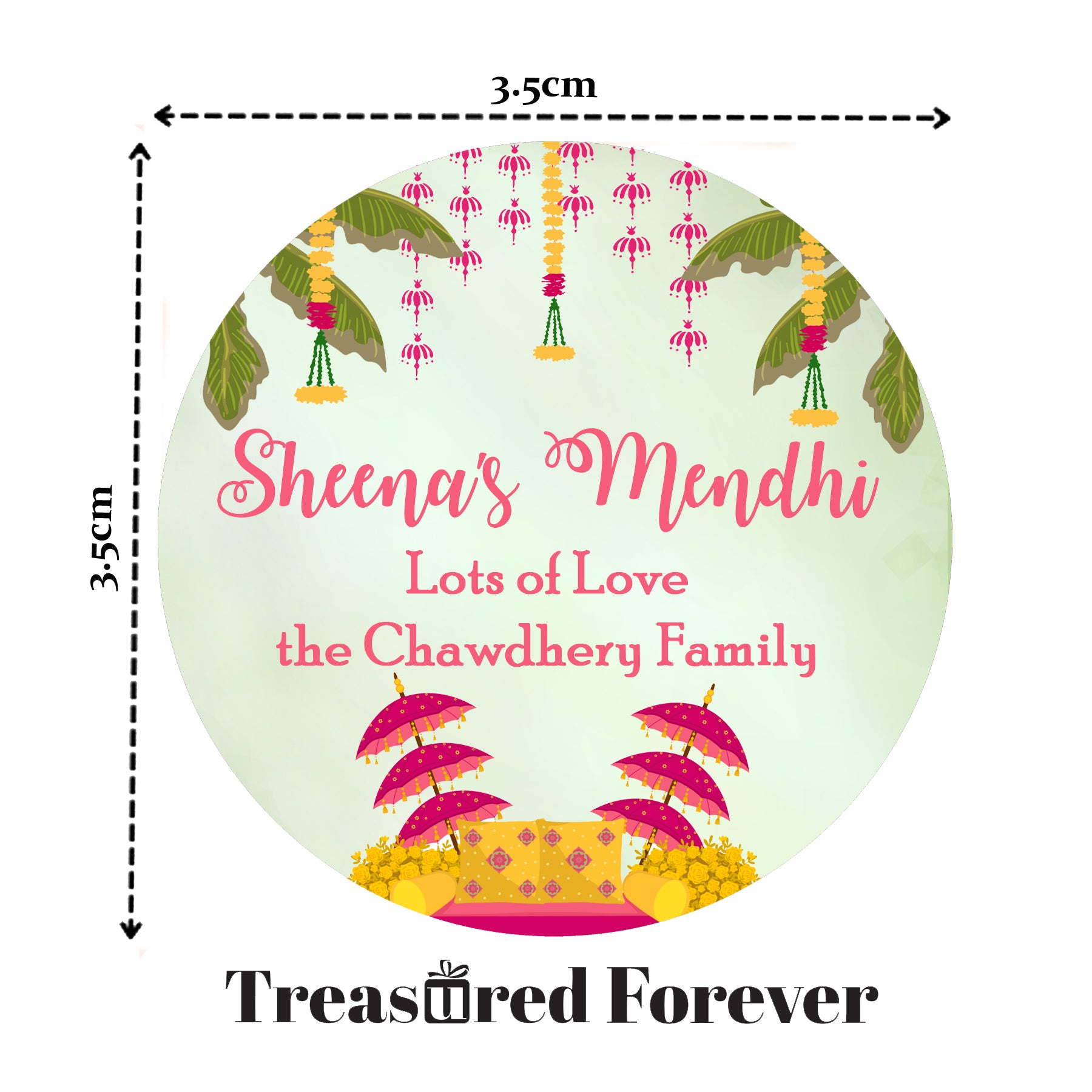 Personalised Mehendi / Mendhi Night Wedding Celebration Event Favour Gift x 35 Stickers