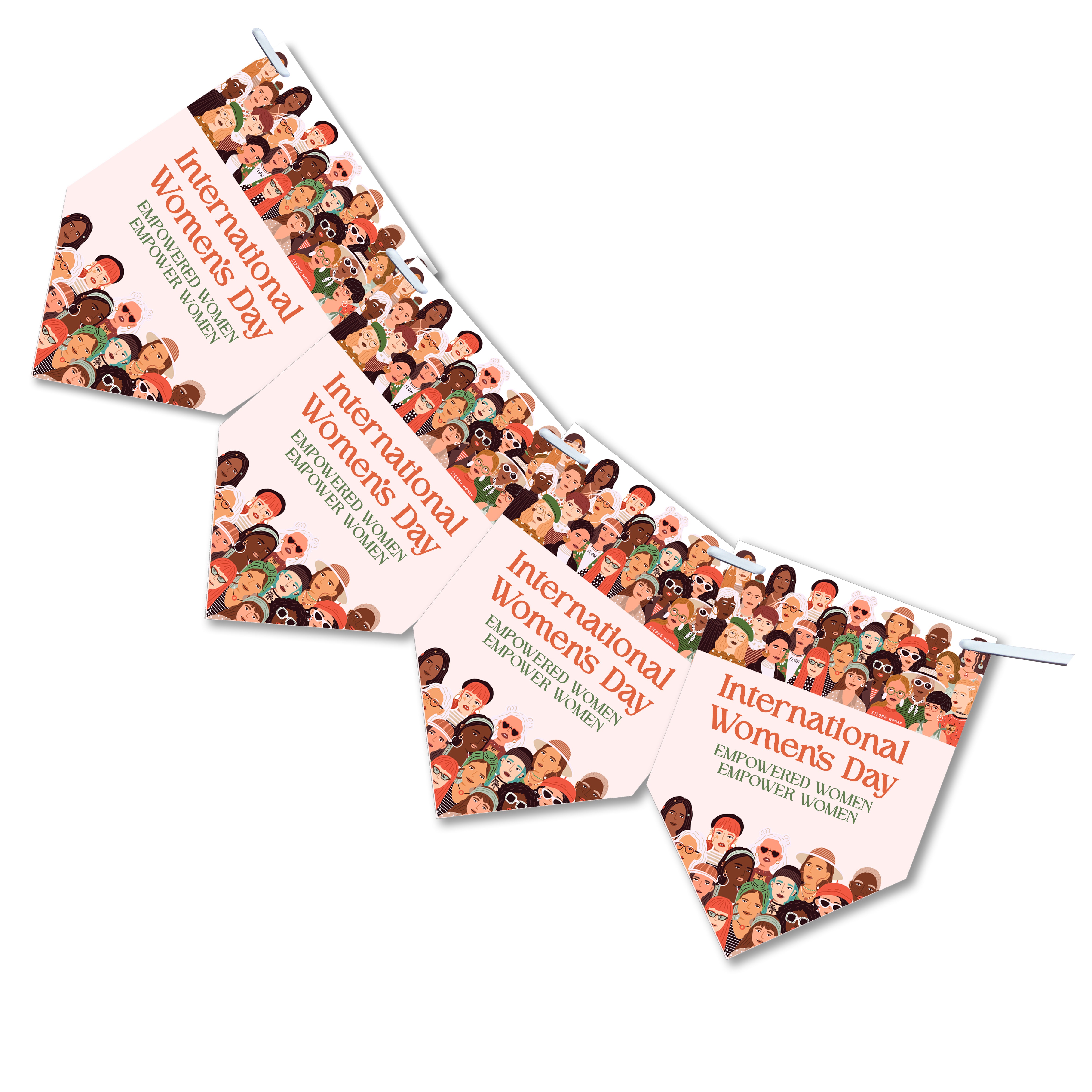 International Women's Day Bunting | 12-Flag Set (Approx. 2.5m) | Women's Day Decor | Celebration Banner | Women's Day Party Decoration women - Design 2