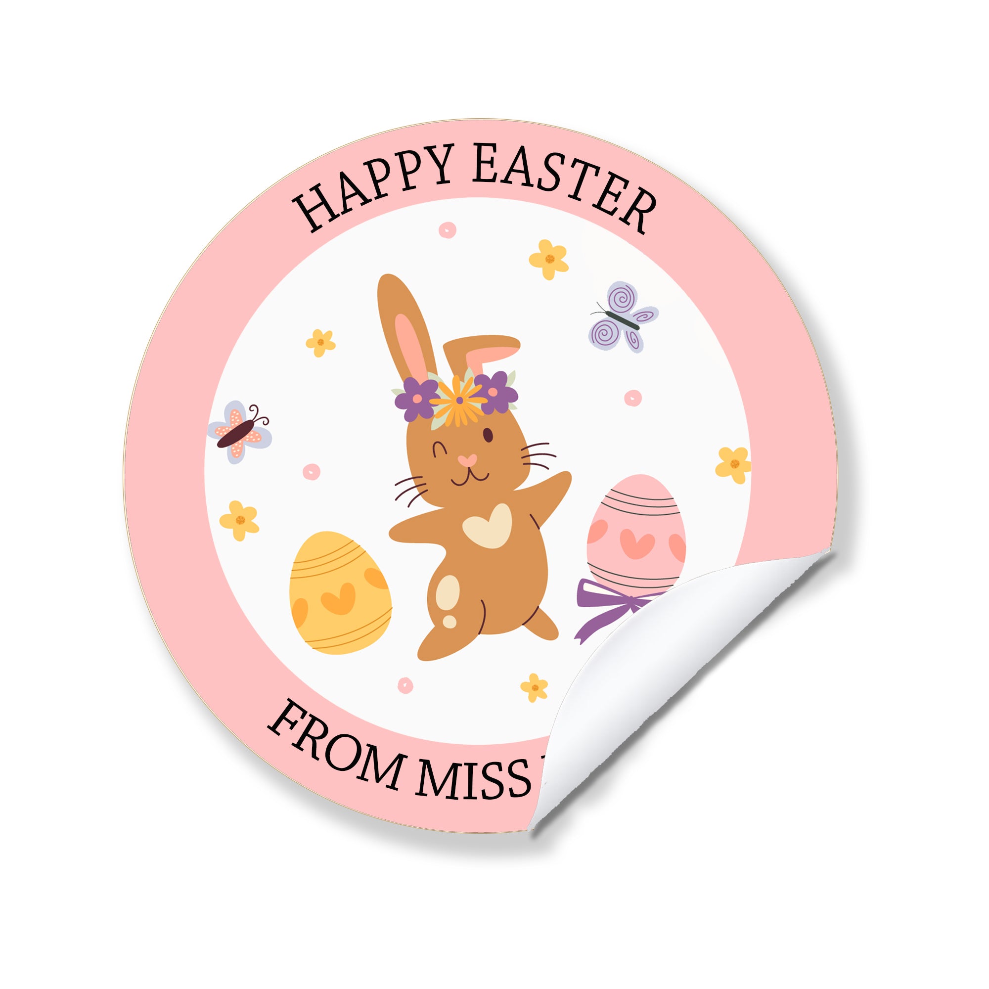 Personalised Easter End-of-Term Gift Stickers – Thank You, Happy Easter from Teacher | School Rewards & Favors Bunny D3