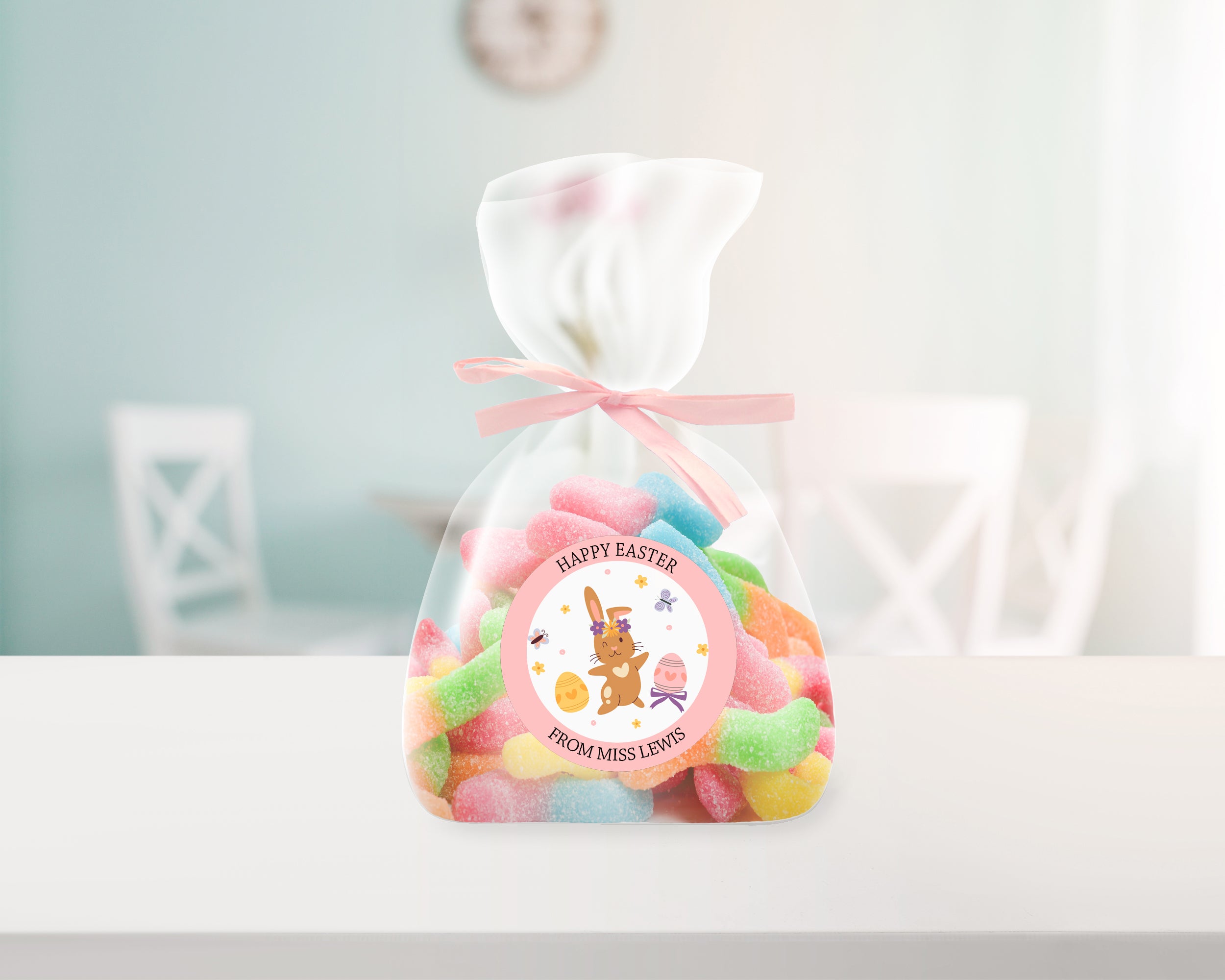 Personalised Easter End-of-Term Gift Stickers – Thank You, Happy Easter from Teacher | School Rewards & Favors Bunny D3