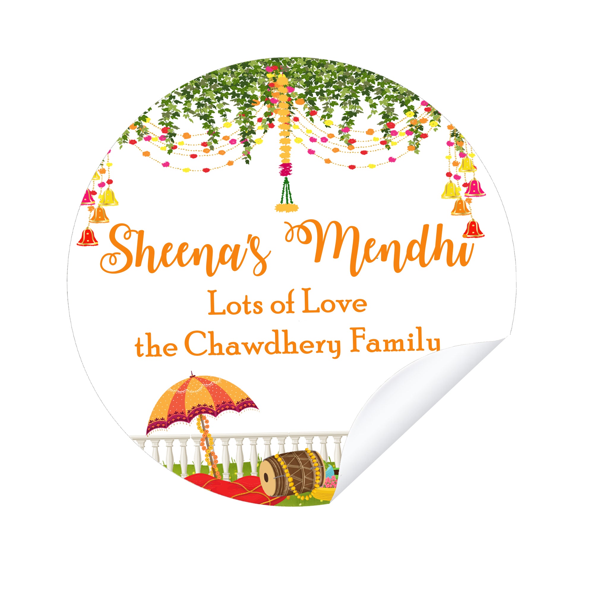 Personalised Mehendi / Mendhi Night Wedding Celebration Event Favour Gift x 35 Stickers