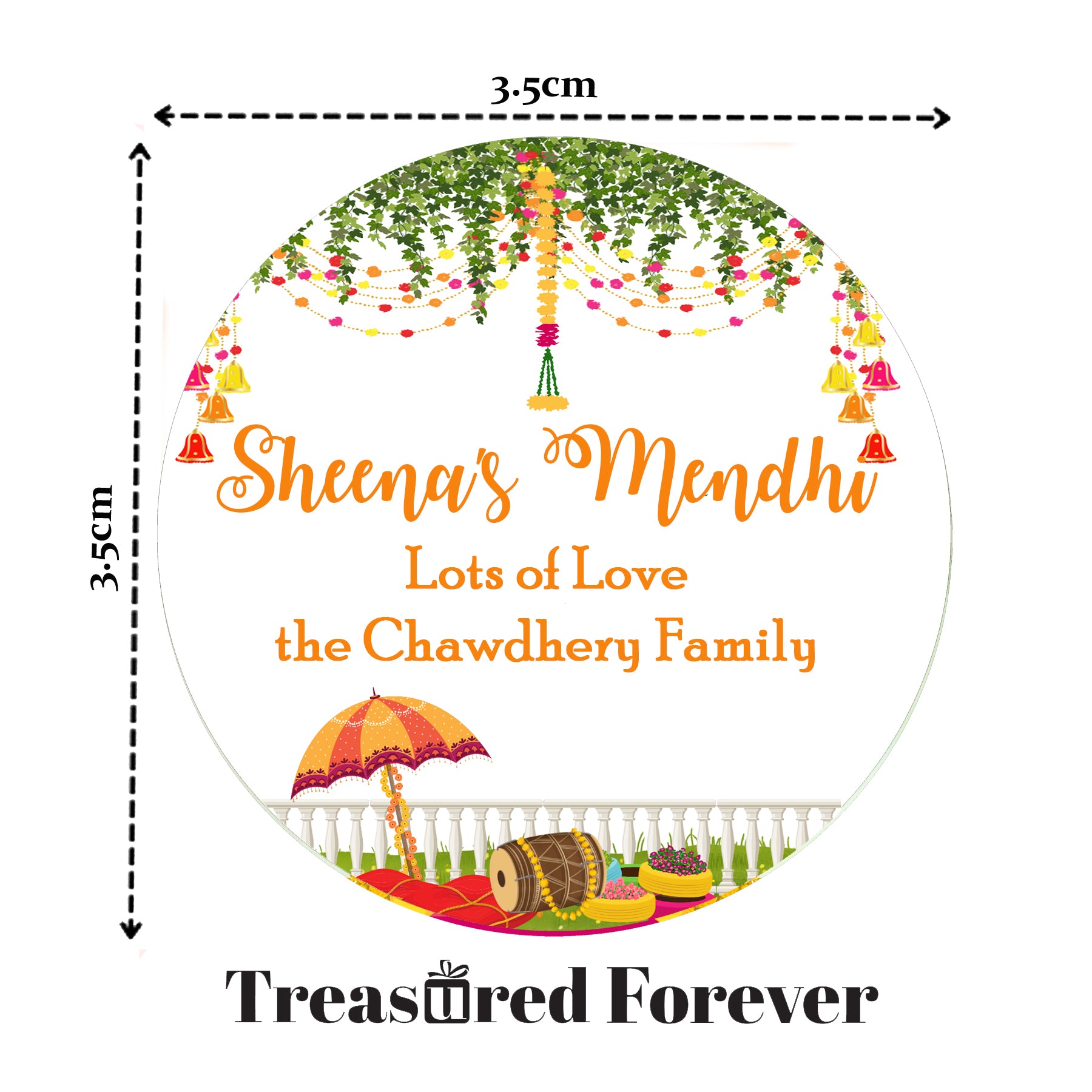 Personalised Mehendi / Mendhi Night Wedding Celebration Event Favour Gift x 35 Stickers