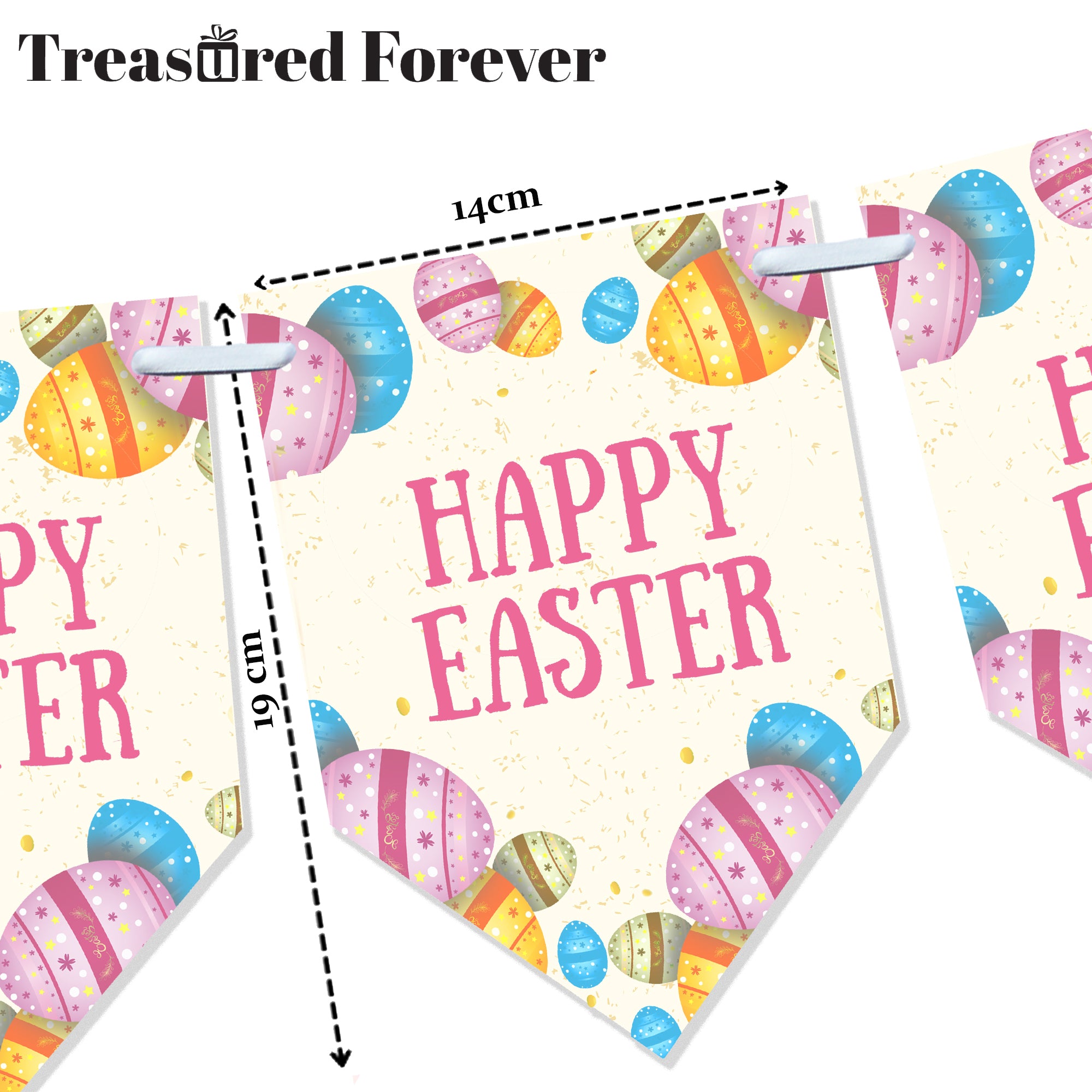 Happy Easter Spring Bunting | Easter Party Decoration | Pastel Pendant Banner | Home & Garden Decor | 12 Flags
