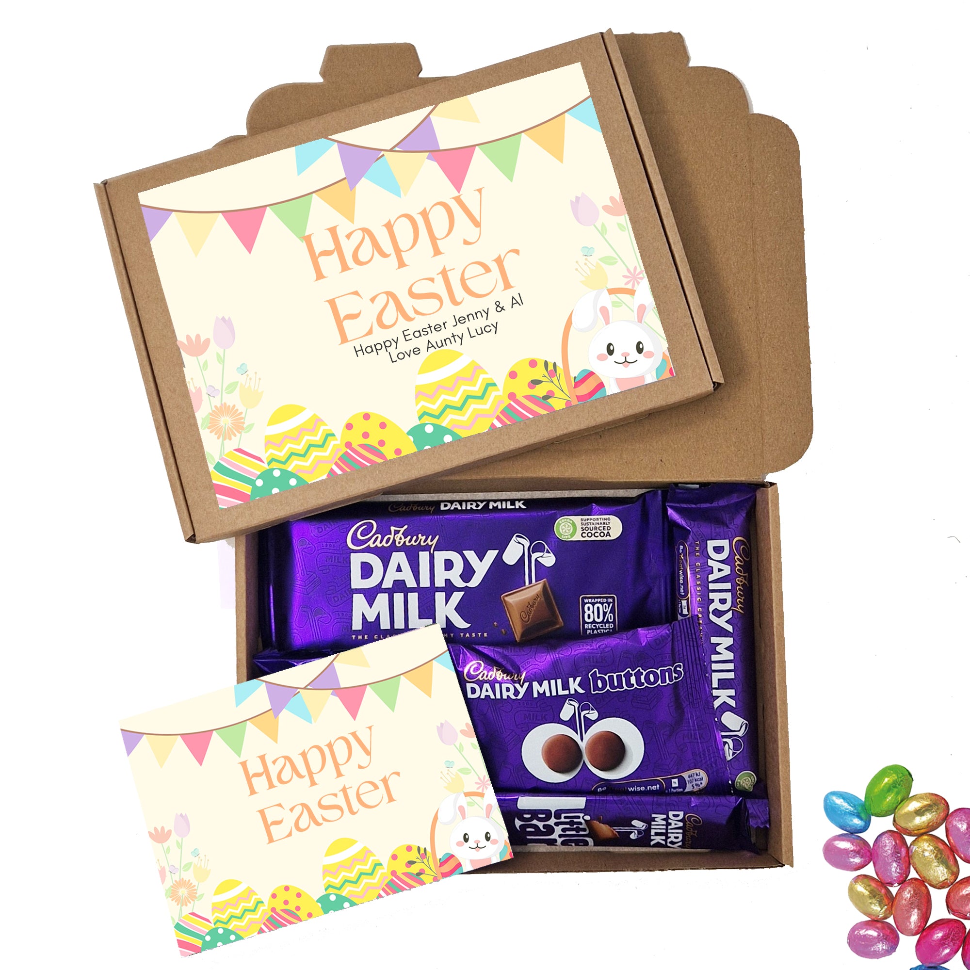 Personalised Easter Chocolate Treat Box – Mini Eggs, Lindt, Cadbury | Letterbox Gift for Chocoholics | Custom Easter Treats & Gifts