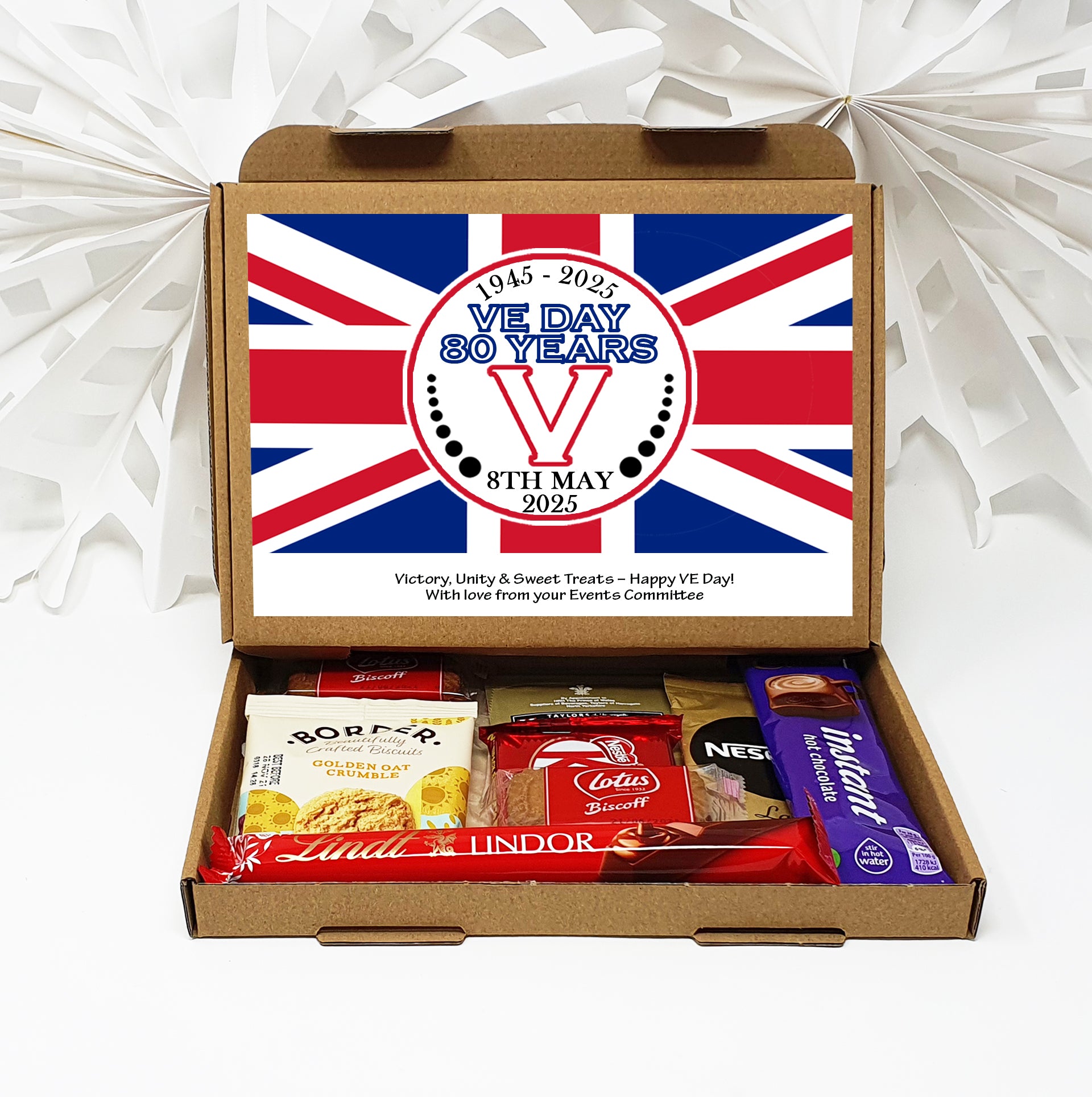 Personalised VE Day Treat Box – British Sweets, Chocolates & Biscuits | Letterbox Gift for History Lovers | WWII Remembrance Treats Gifts