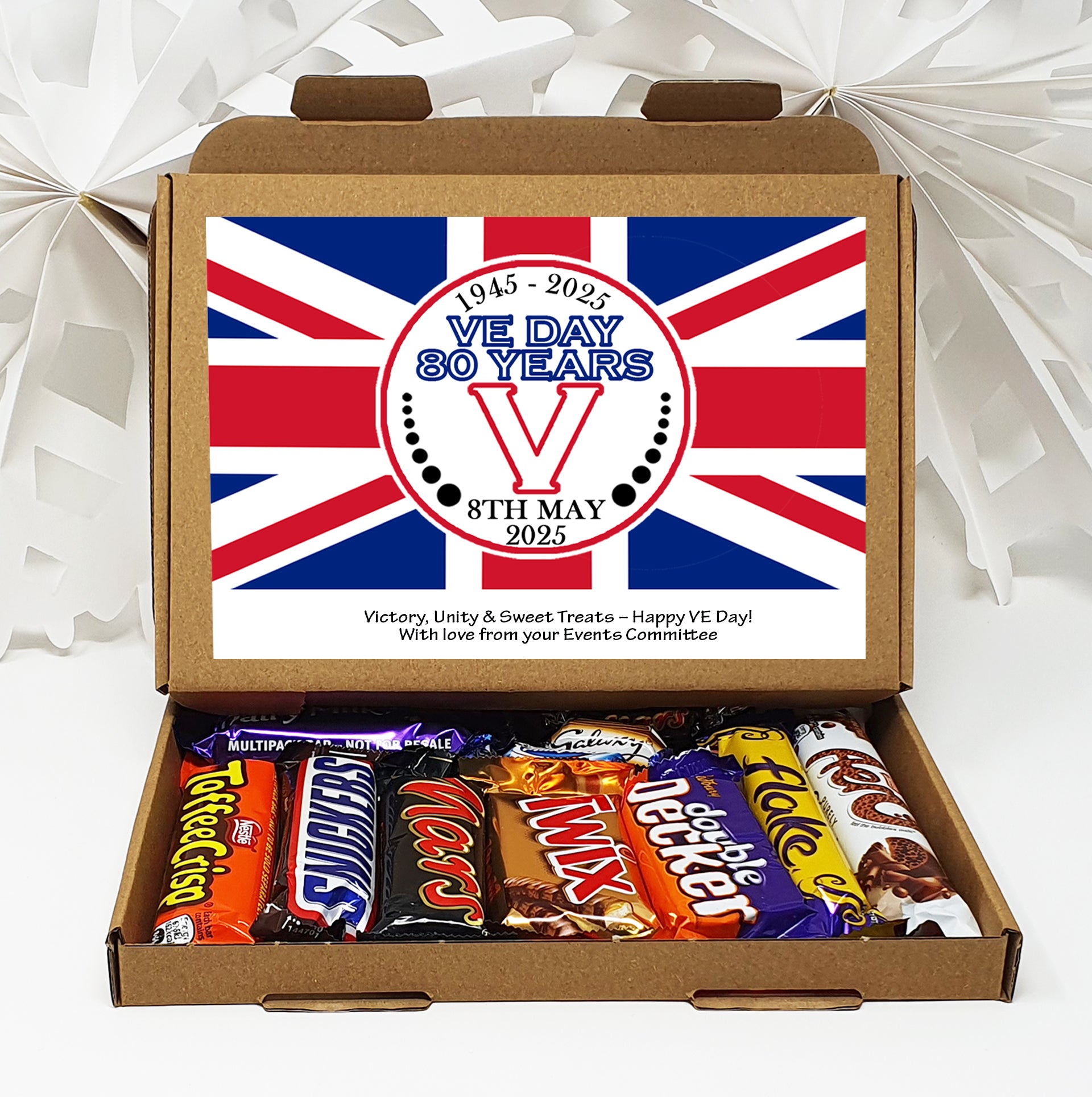 Personalised VE Day Treat Box – British Sweets, Chocolates & Biscuits | Letterbox Gift for History Lovers | WWII Remembrance Treats Gifts