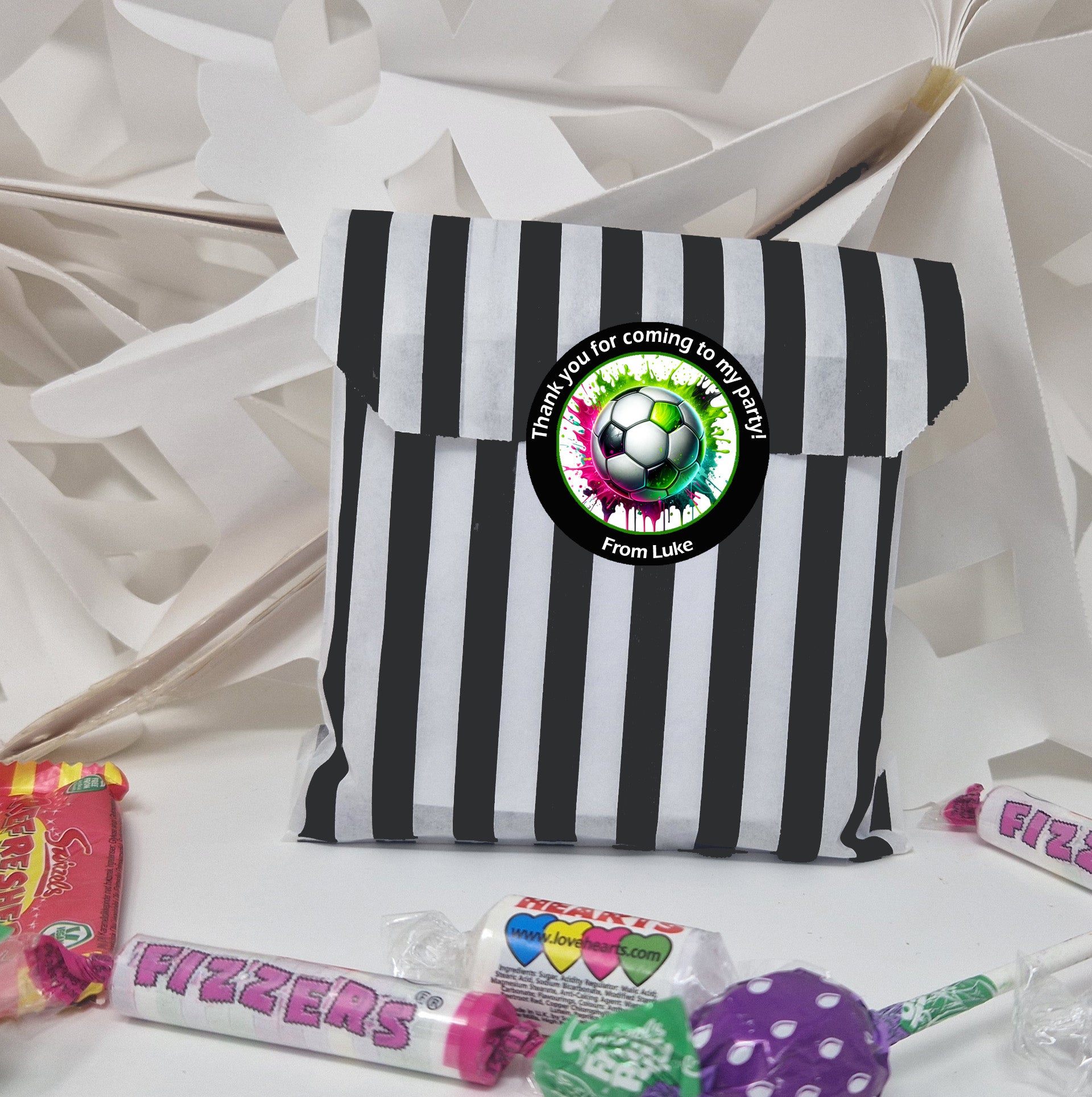 Personalised Football Birthday Stickers – Party Thank You Stickers for Sweet Cones & Favour Bags