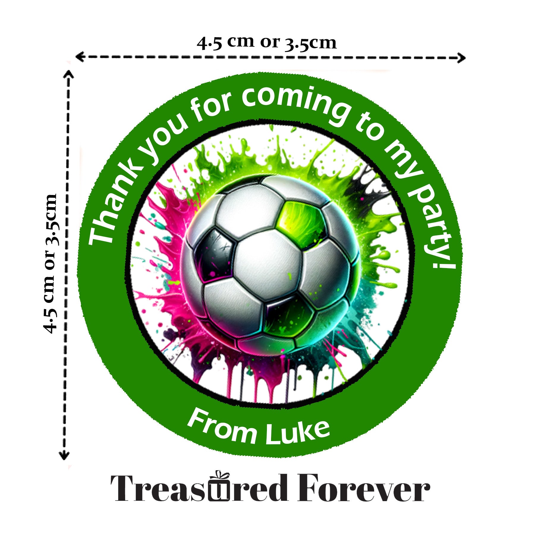 Personalised Football Birthday Stickers – Party Thank You Stickers for Sweet Cones & Favour Bags