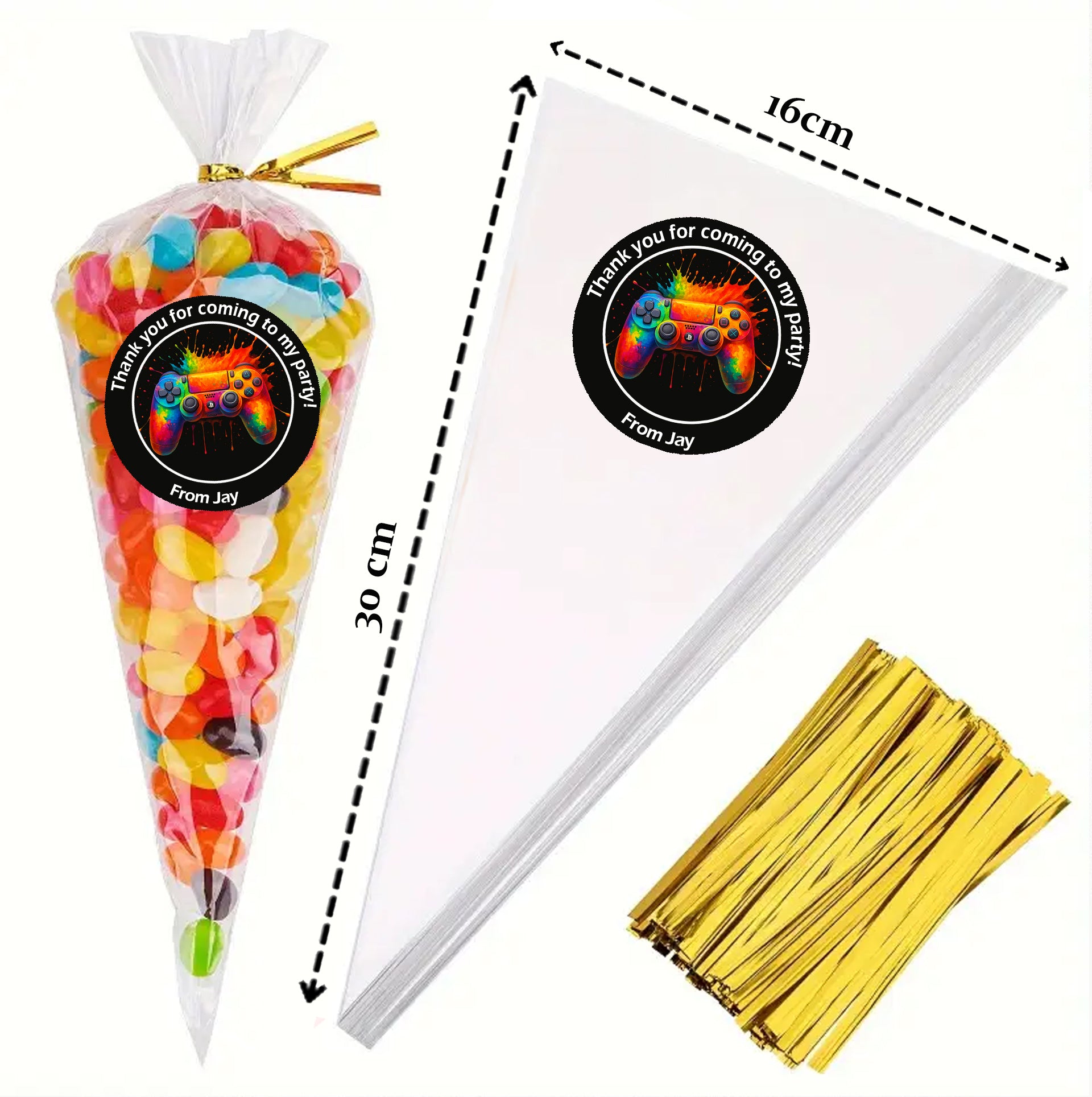 Personalised Gaming Party Stickers – Perfect for Boys’ Birthdays & Sweet ConesLevel Up! Video Game Party Stickers