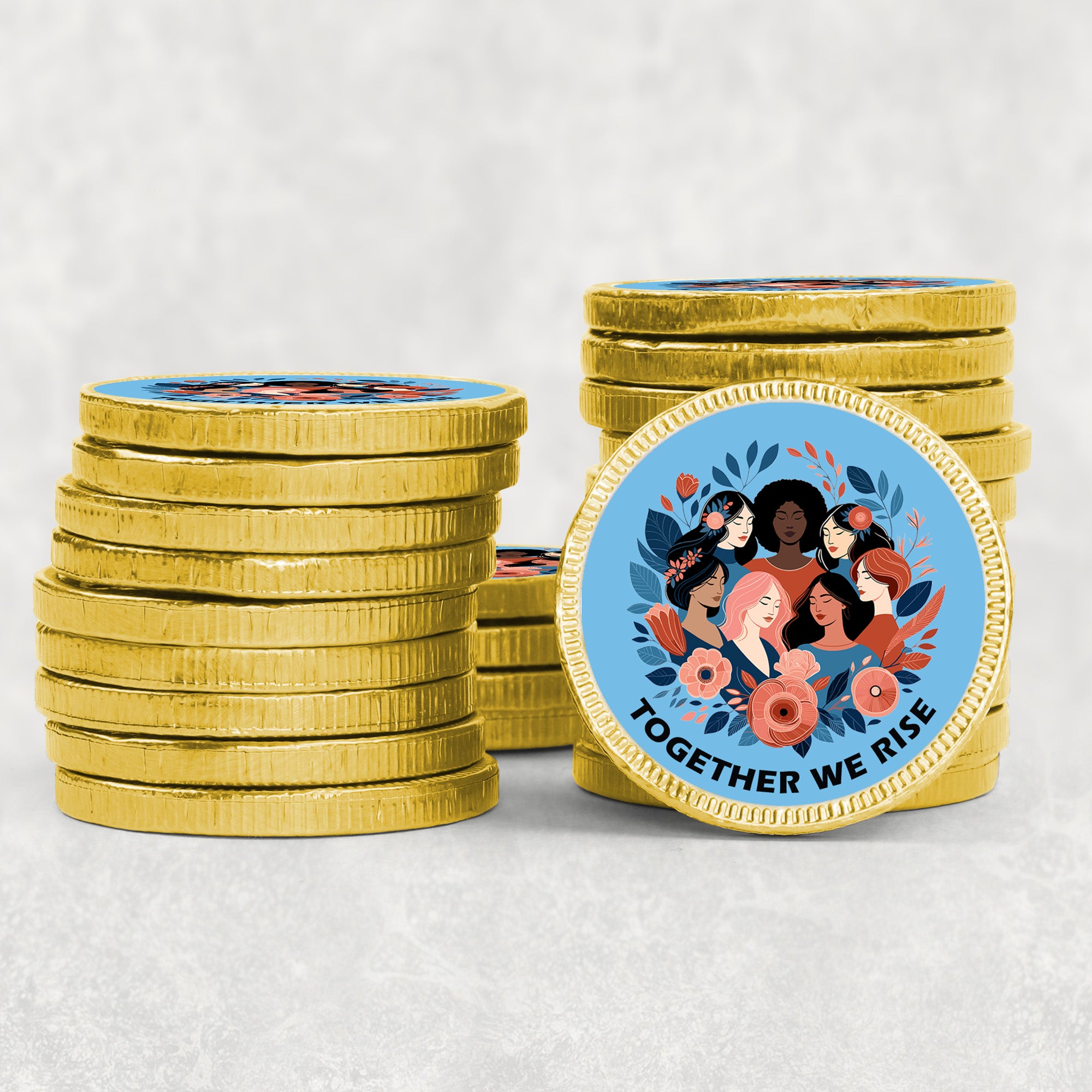 International Women’s Day Celebration Chocolate Coins – Luxury Gold Foiled Discs, Perfect for Events, Gifts & Workplace Favours Desk Drops