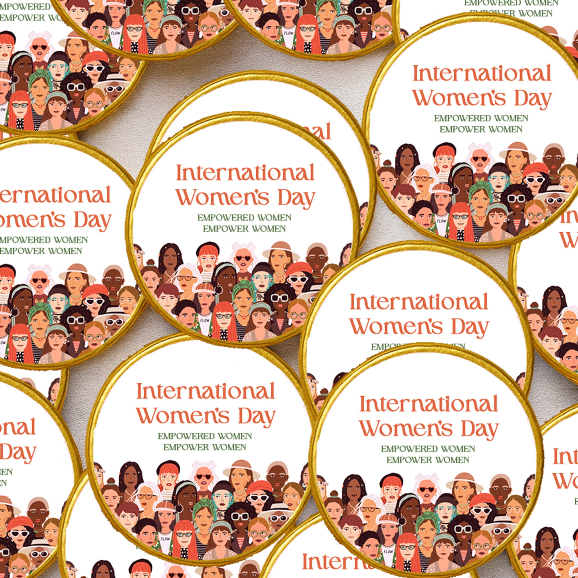 International Women’s Day Celebration Chocolate Coins – Luxury Gold Foiled Discs, Perfect for Events, Gifts & Workplace Favours Desk Drops