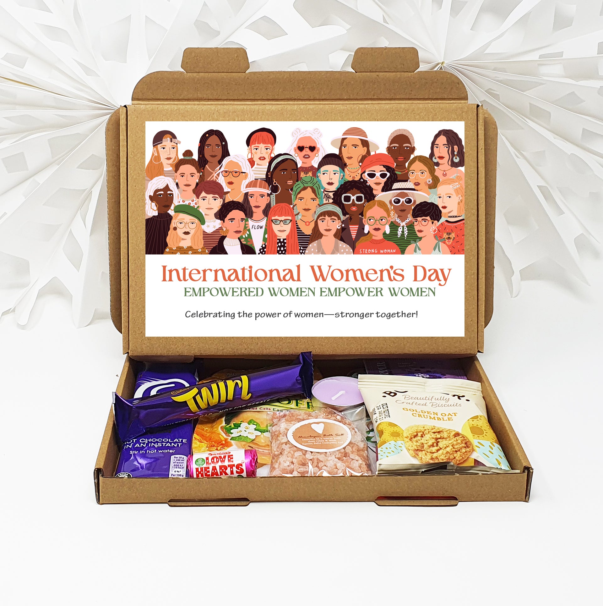 Personalised International Women's Day Delight: Empowering Treat Box Gift Employee Appreciation Corporate Employee Inspirational Women hug