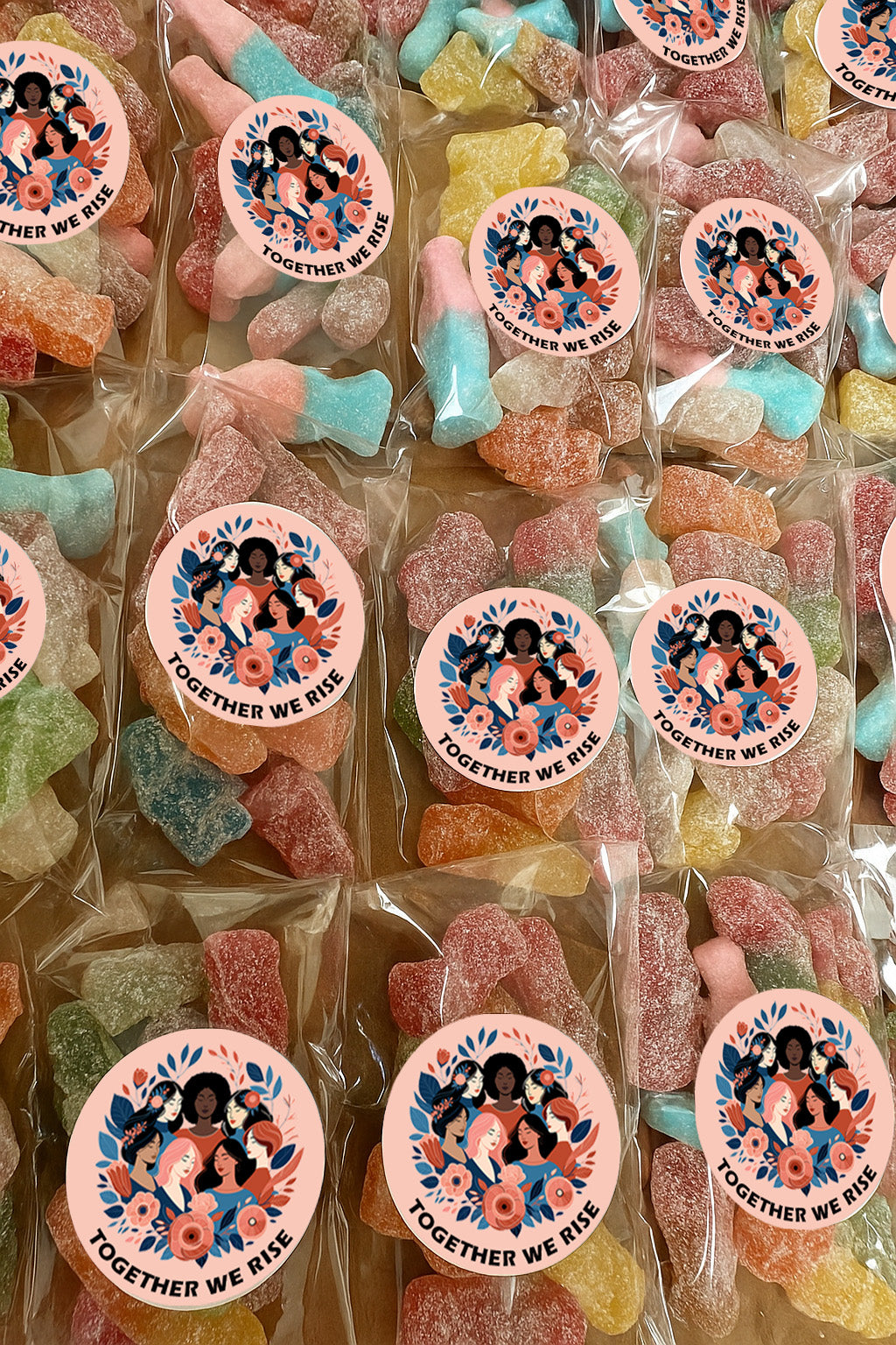 Happy International Women's Day Stickers 2026, Business desk drop Sticker Sweet Cone Bags EmpowerHER: International Women's Day