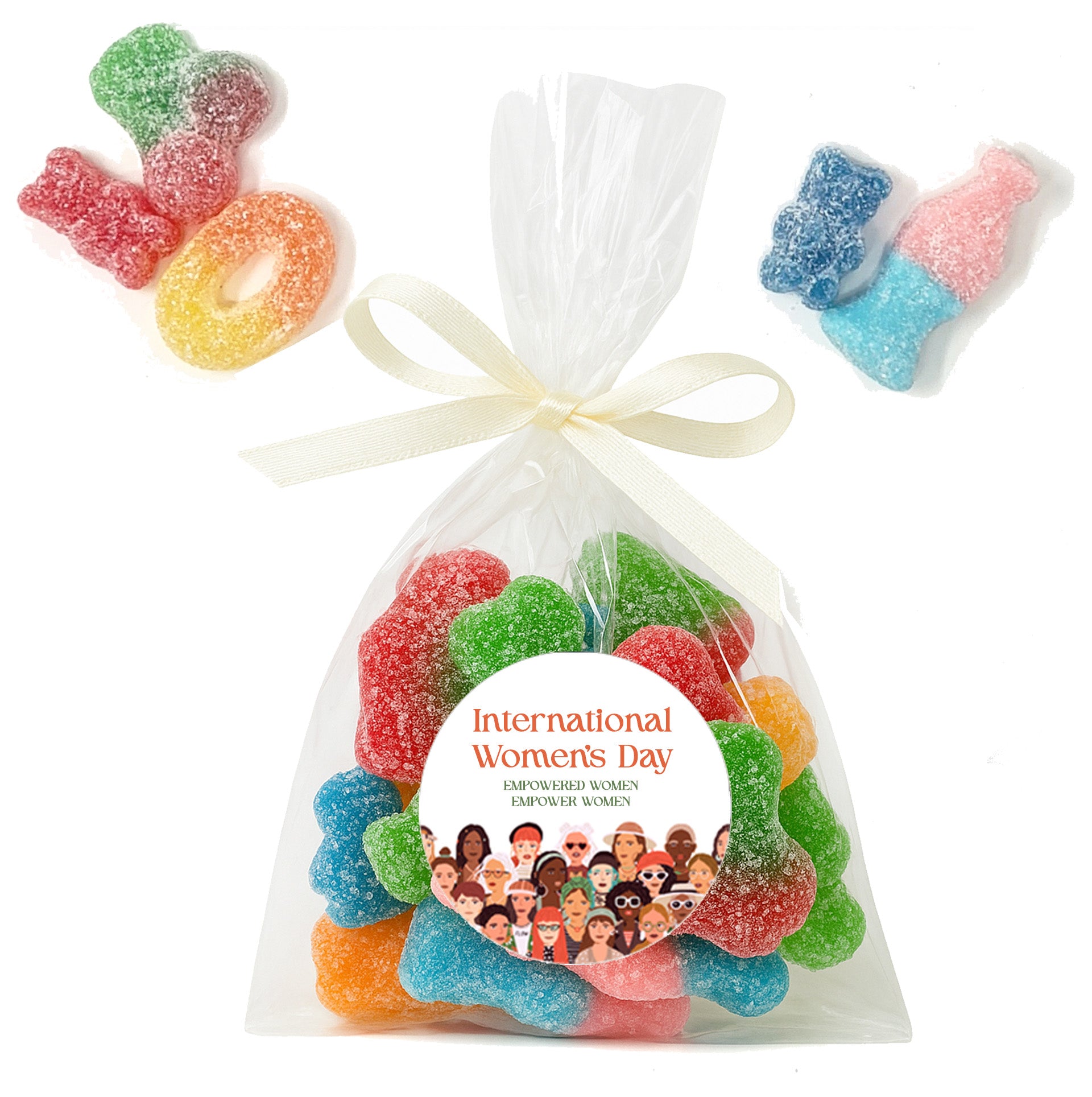 Happy International Women's Day Stickers 2026, Business desk drop Sticker Sweet Cone Bags EmpowerHER: International Women's Day