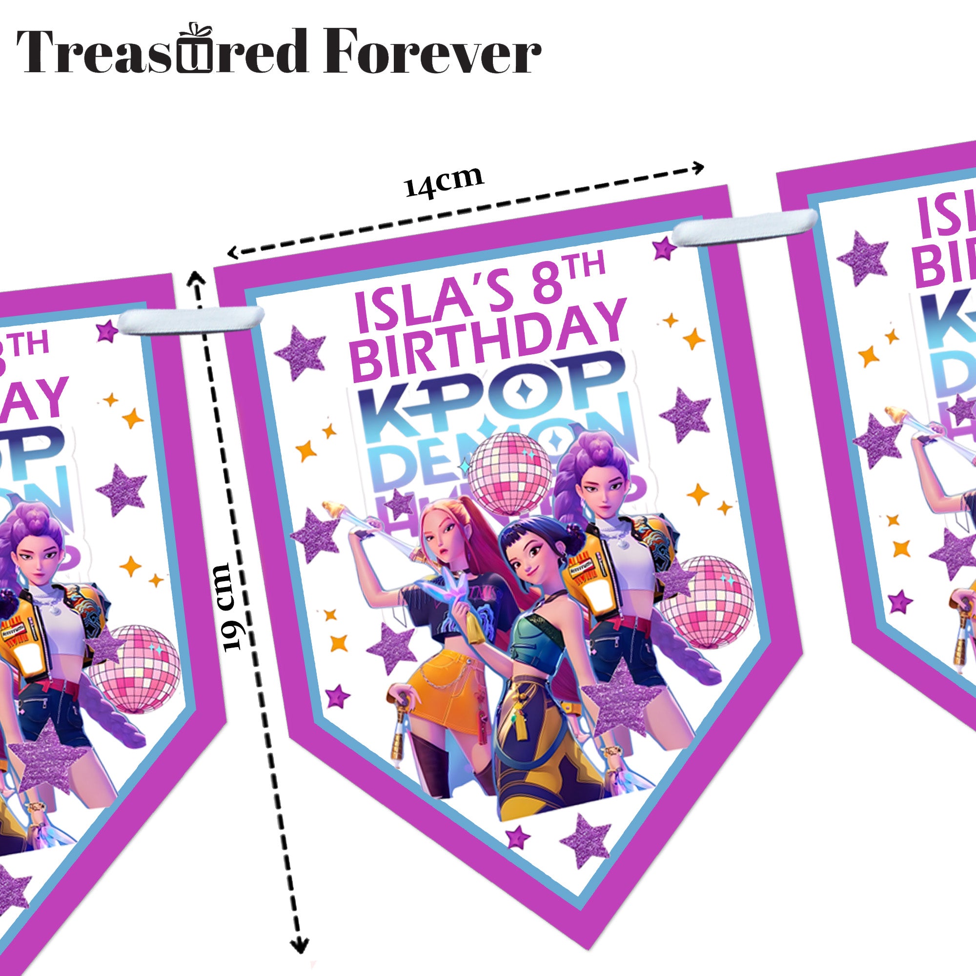 Personalised K-Pop Demon Hunters Party Bunting| Huntrix Inspired Birthday Decor| Banner Wall Decor
