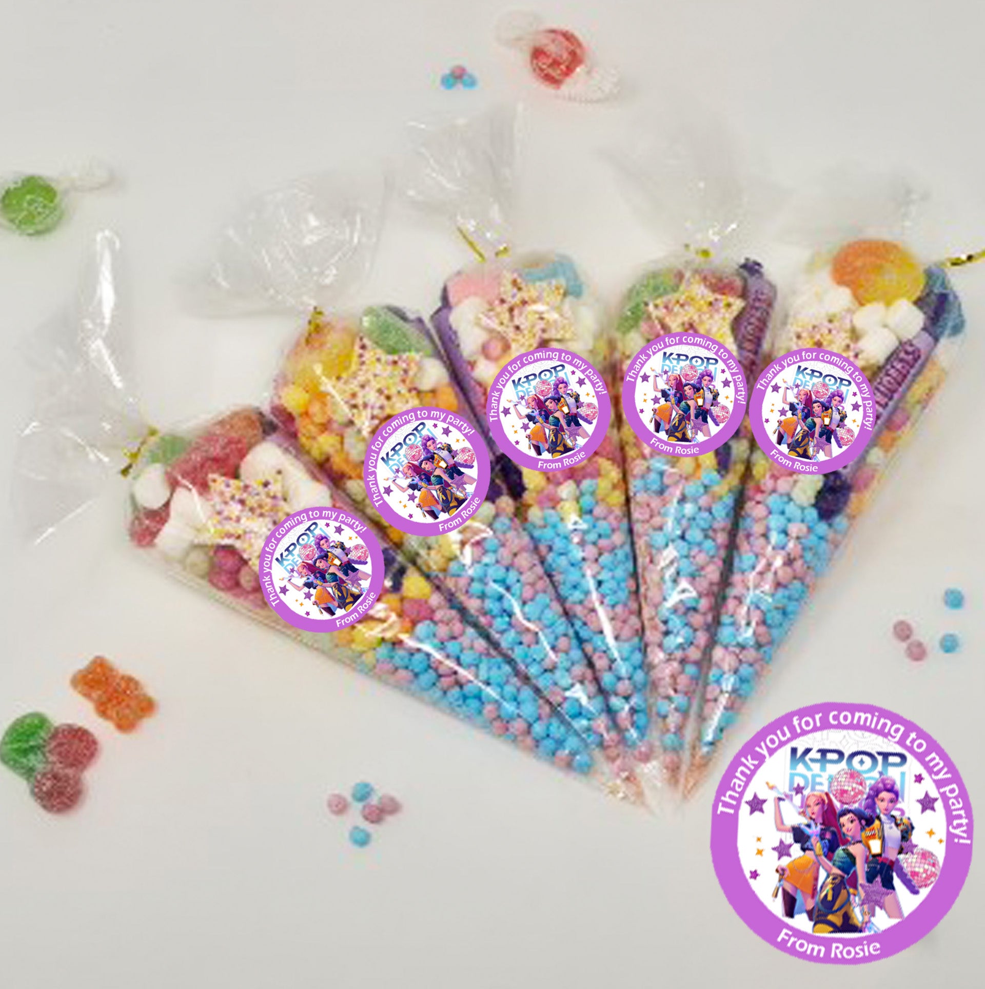 Personalised K-Pop DHunters inspired Sweet Cones| Pick and Mix Sweet Pouches | Thank you favours party bags | K-Pop