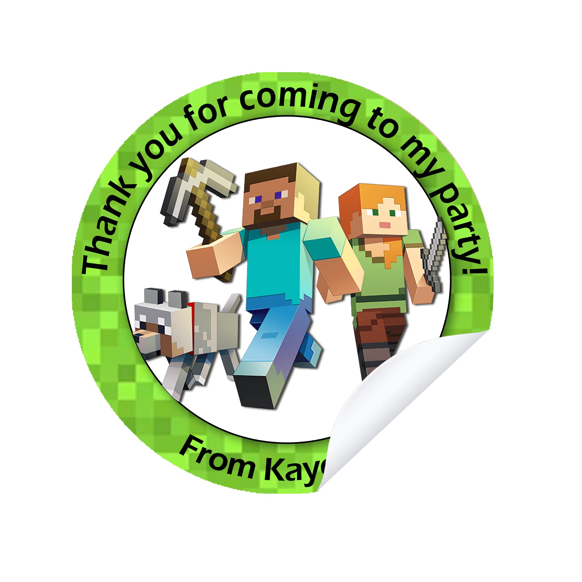 Personalised Gaming MINECRAFT Birthday Stickers For Party Thank You Sweet Cone Bags Labels
