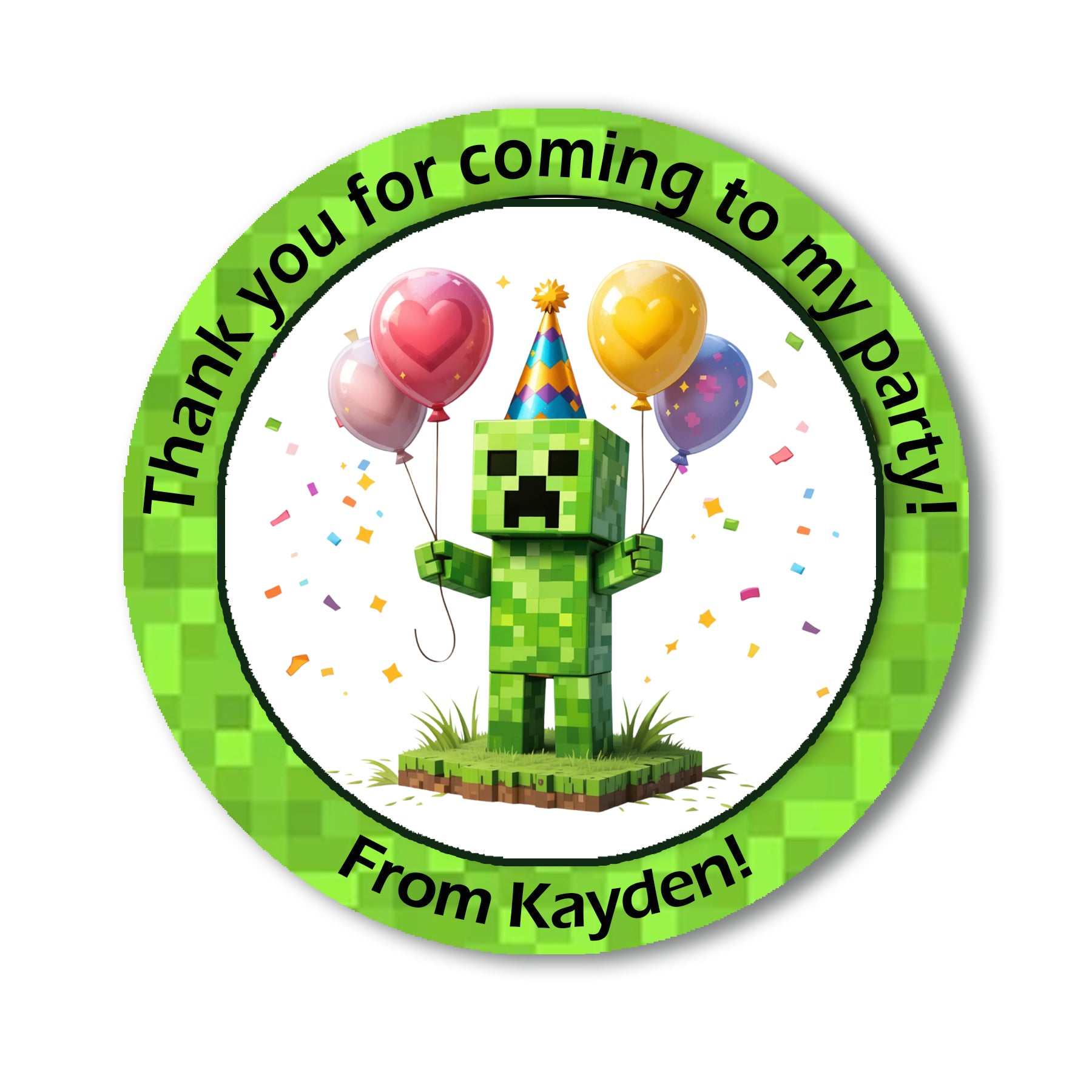 Personalised Gaming MINECRAFT Birthday Stickers For Party Thank You Sweet Cone Bags Labels Various Designs