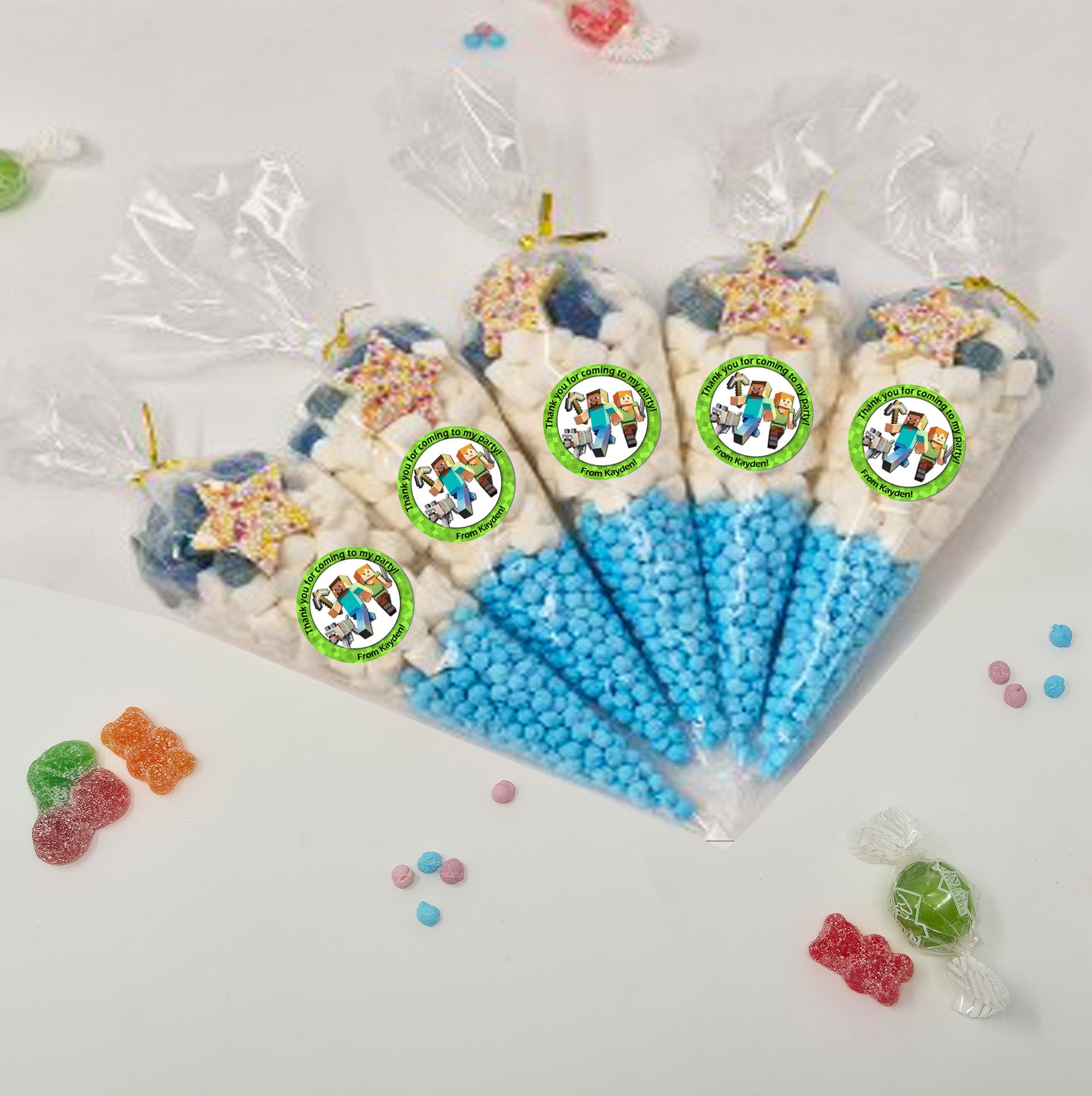 Personalised Gaming MINING inspired Sweet Cones| Pick and Mix Sweet Pouches | Thank you favours party bags