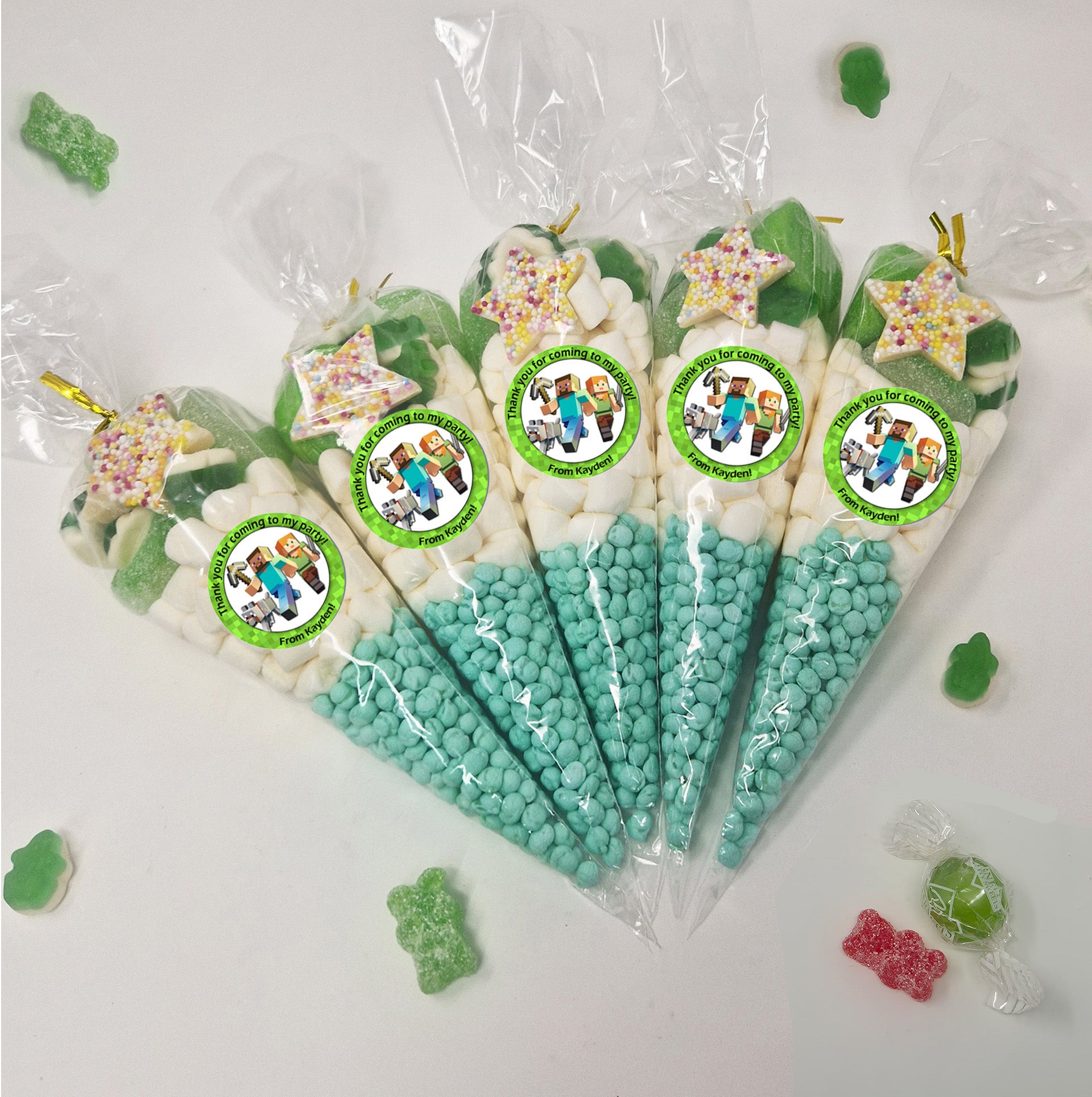 Personalised Gaming MINING inspired Sweet Cones| Pick and Mix Sweet Pouches | Thank you favours party bags