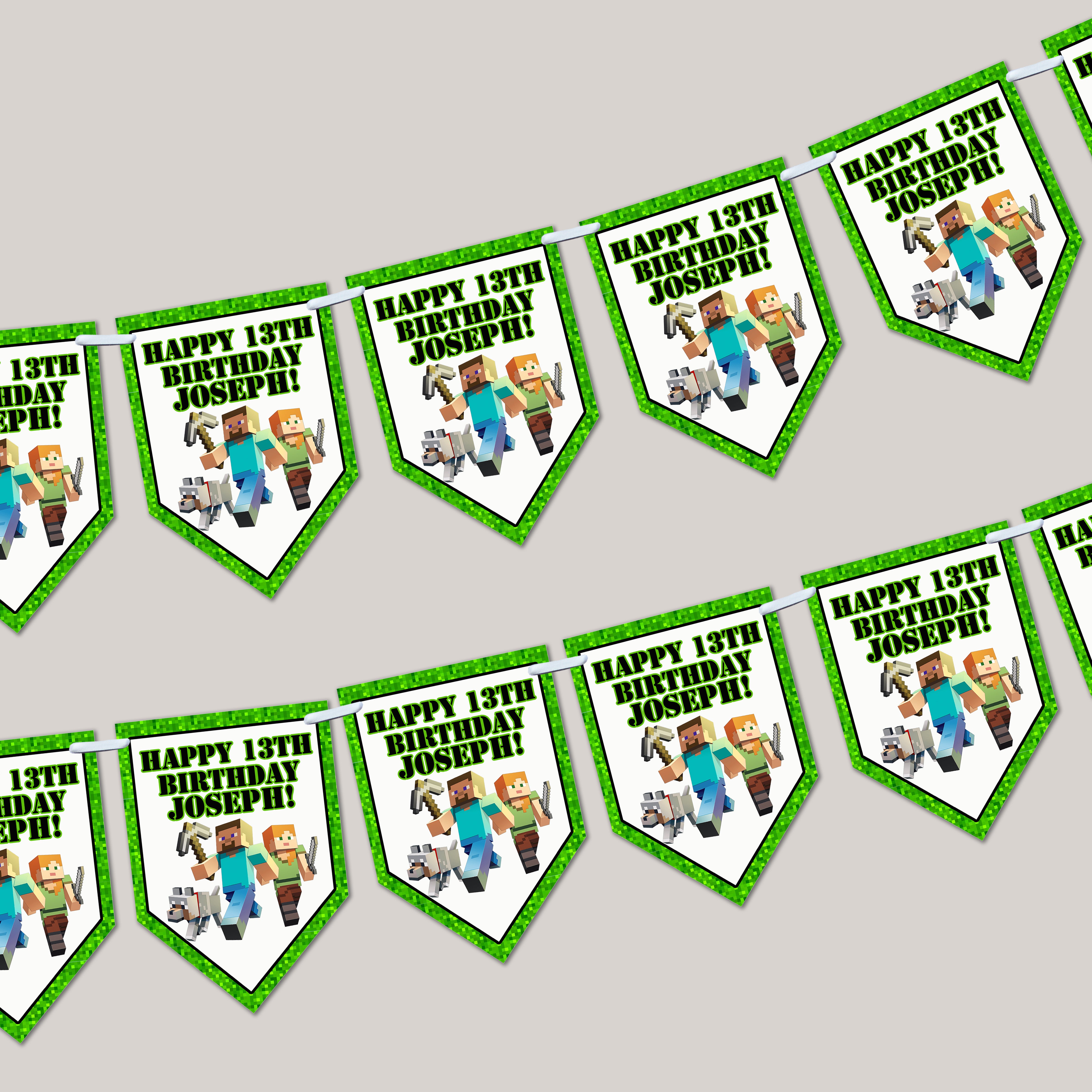 Personalised Gaming MINECRAFT Birthday Stickers For Party Thank You Sweet Cone Bags Labels