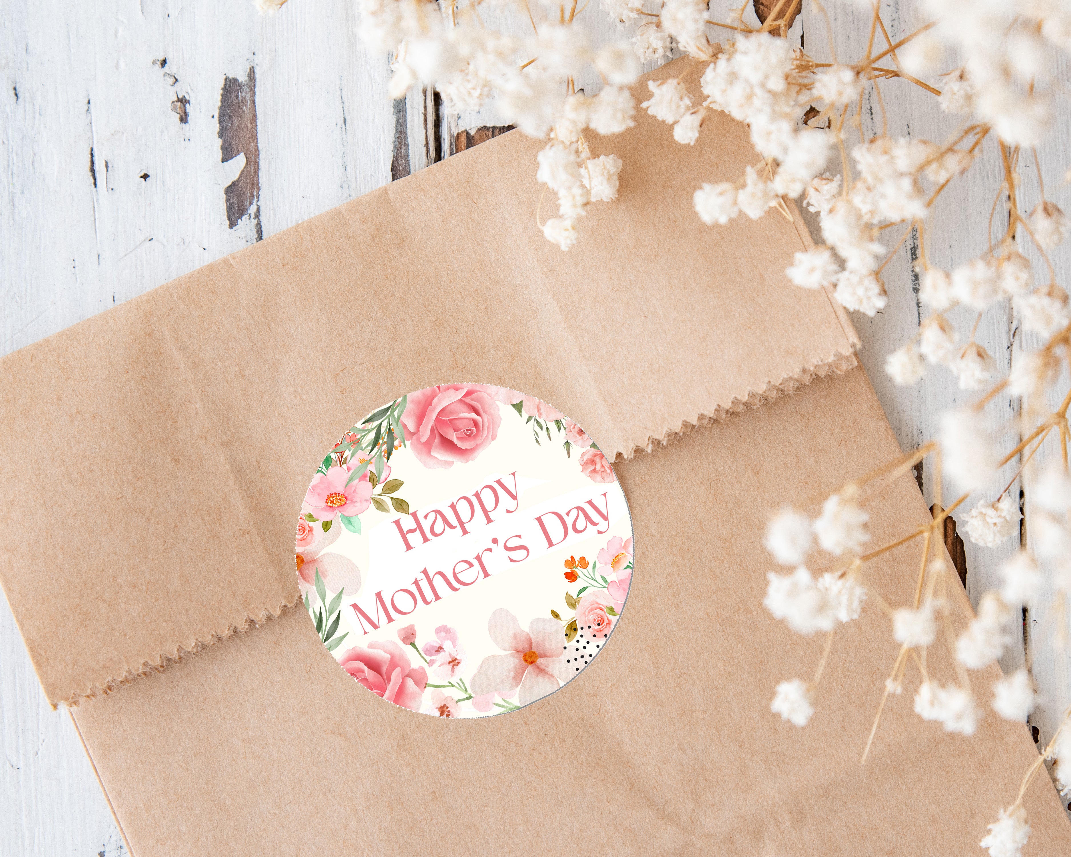 Happy Mother's Day Stickers - Wax Melts, Business Red, White Sticker Sweet Sweet Cone Bags Sizes 3.7cm & 4.5cm