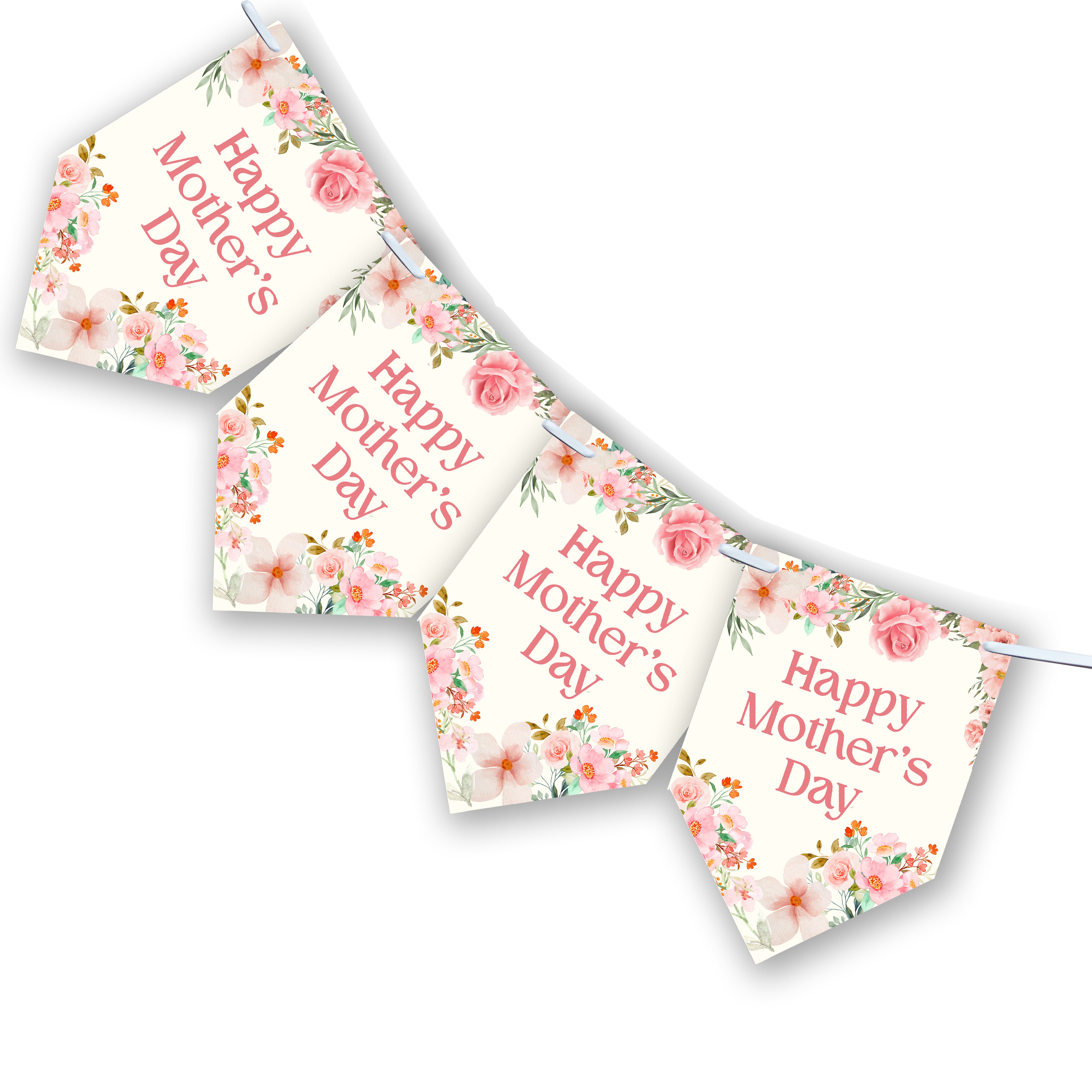 Mother's Day Bunting | 12-Flag Set (Approx. 2.5m) | Mother's Day Decor | Celebration Banner | Mother's Day Party Decoration