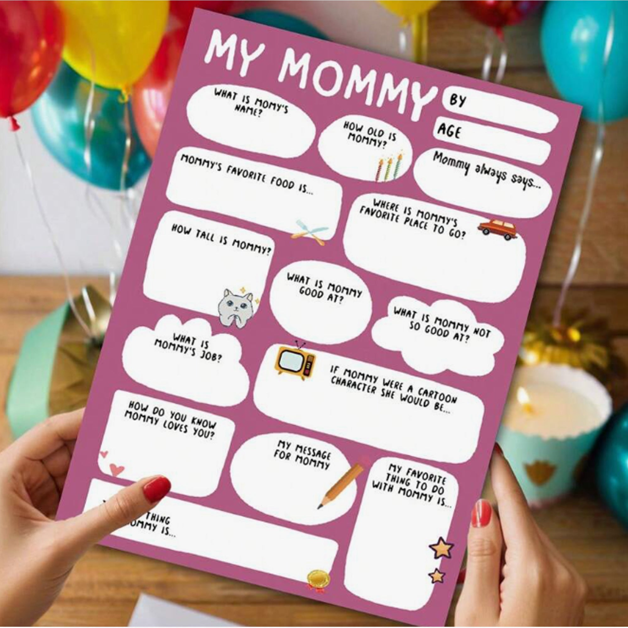 Personalised Mum Card – Funny Fill-in-the-Blanks Q&A Keepsake | Mother’s Day or Birthday DIY Card from Kids Toddlers | Best Mum Ever Gift