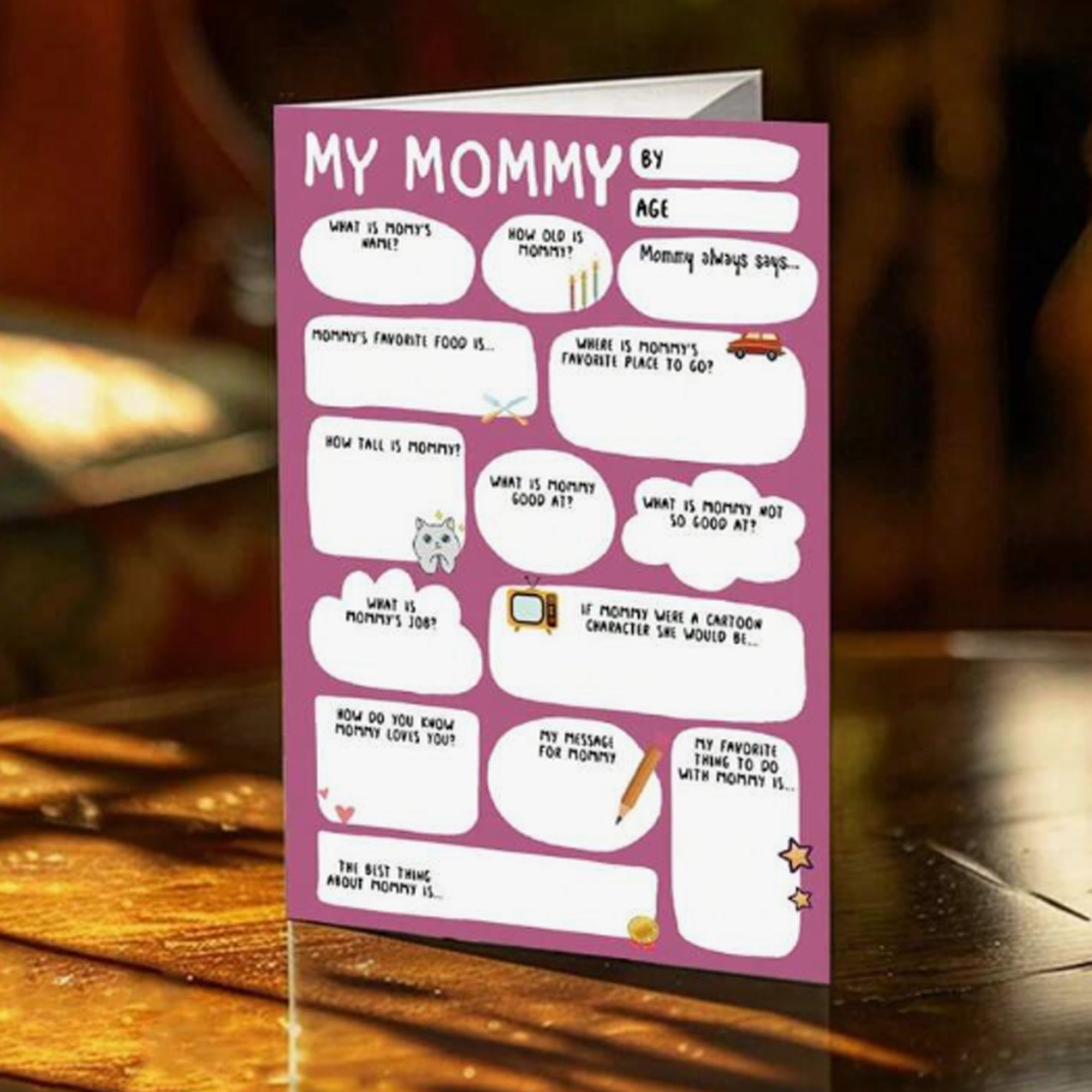 Personalised Mum Card – Funny Fill-in-the-Blanks Q&A Keepsake | Mother’s Day or Birthday DIY Card from Kids Toddlers | Best Mum Ever Gift