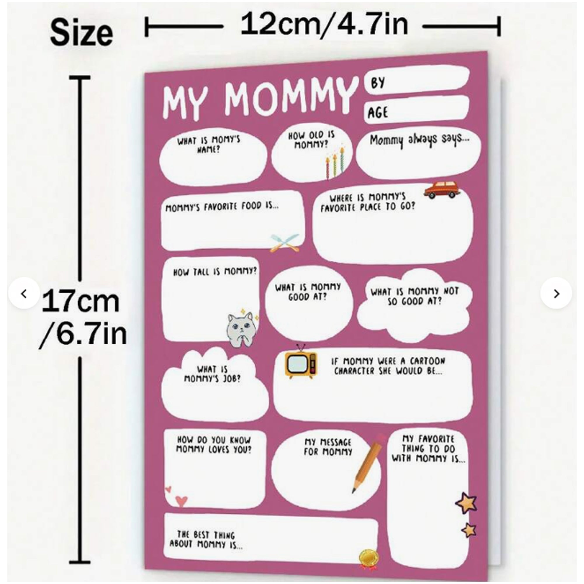 Personalised Mum Card – Funny Fill-in-the-Blanks Q&A Keepsake | Mother’s Day or Birthday DIY Card from Kids Toddlers | Best Mum Ever Gift