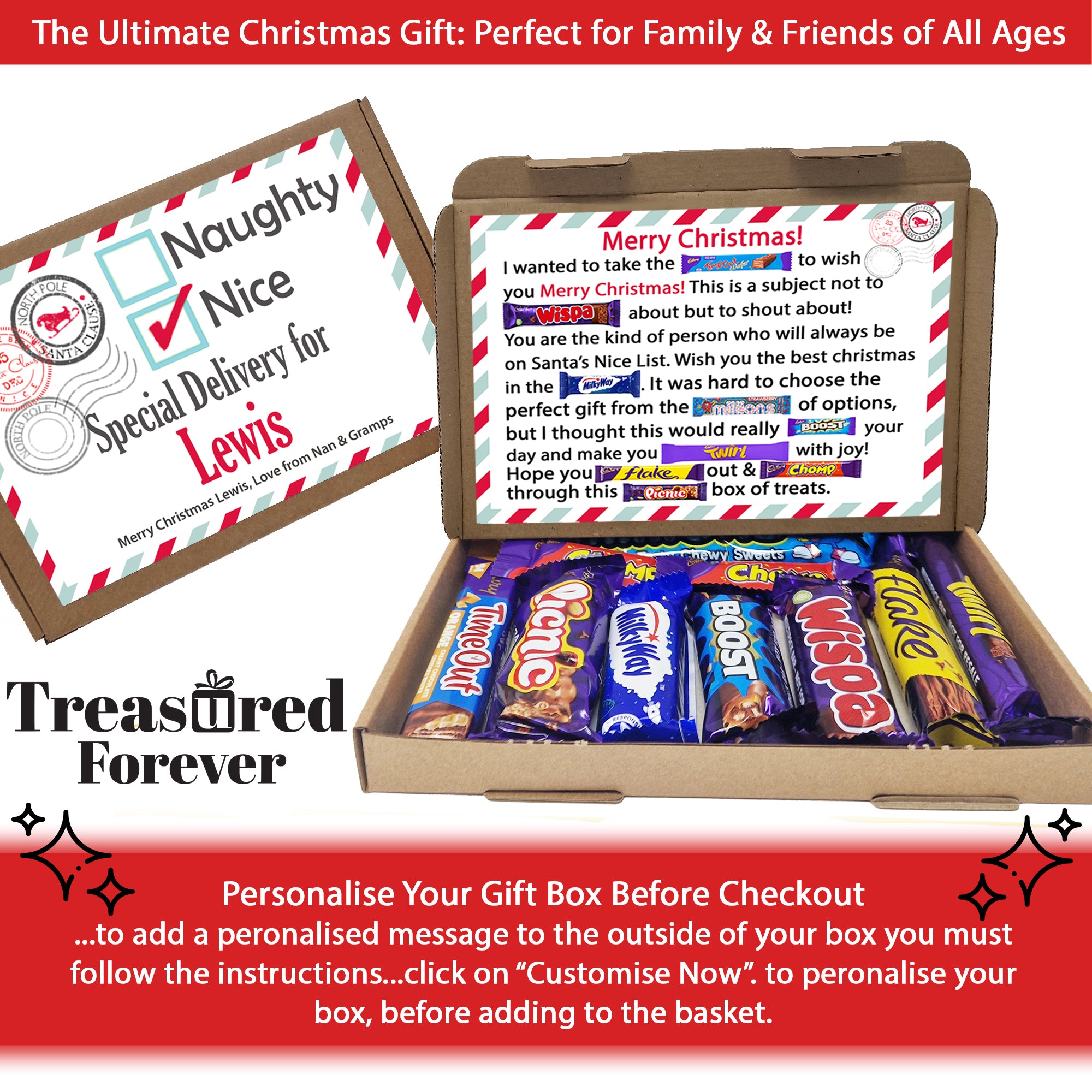 The Ultimate Gift: Perfect for Family and Friends of All Ages Personalised Naughty or Nice Christmas gift box Treat Box, Stocking filler