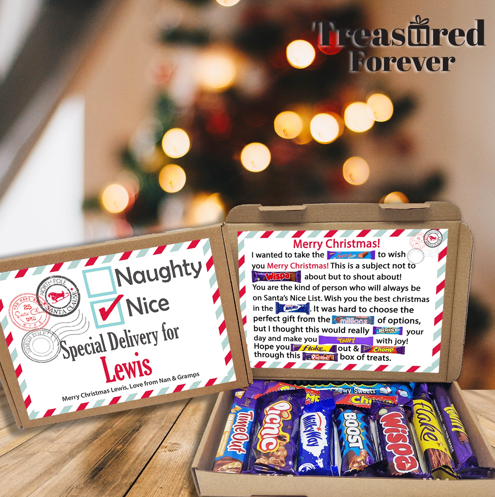 The Ultimate Gift: Perfect for Family and Friends of All Ages Personalised Naughty or Nice Christmas gift box Treat Box, Stocking filler