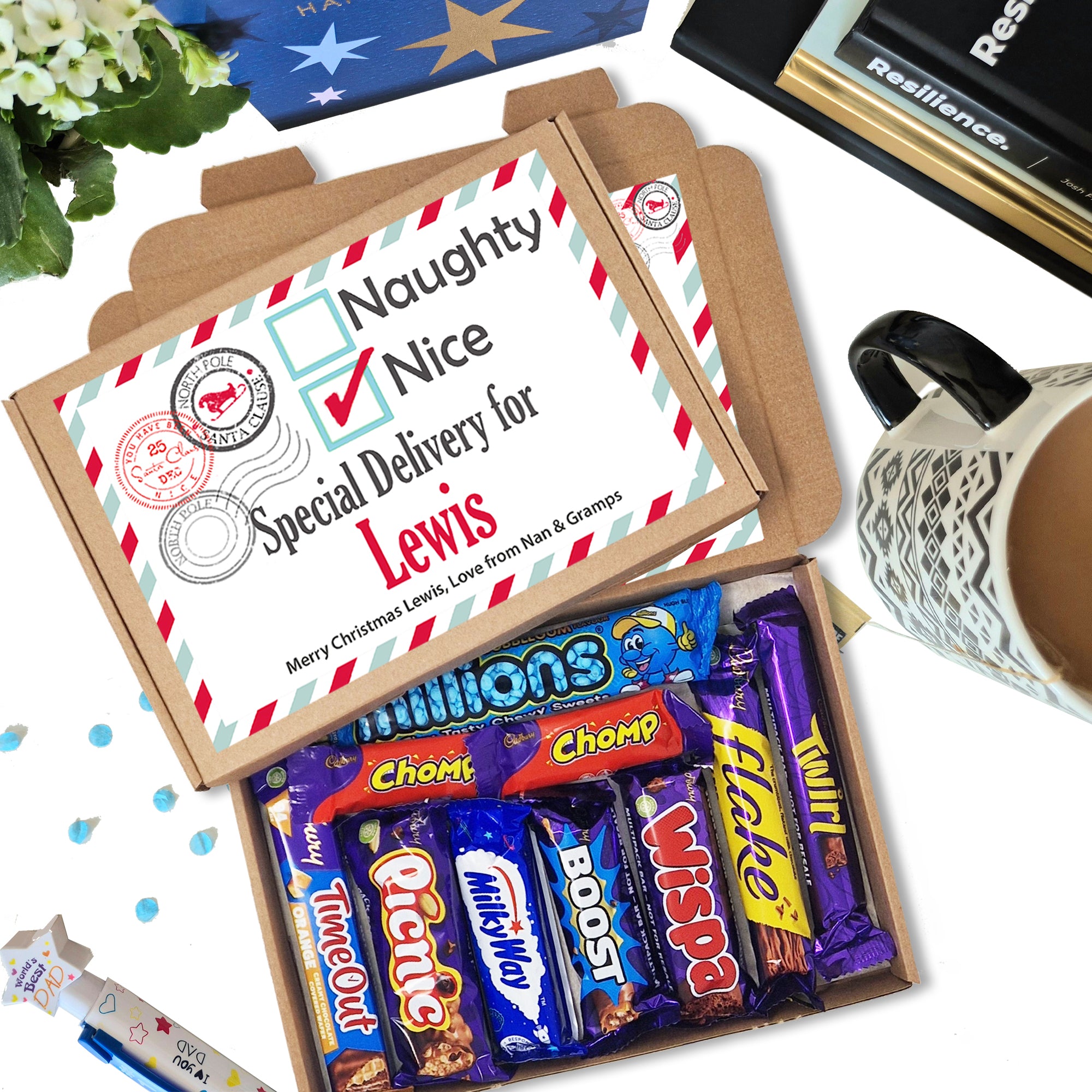 The Ultimate Gift: Perfect for Family and Friends of All Ages Personalised Naughty or Nice Christmas gift box Treat Box, Stocking filler