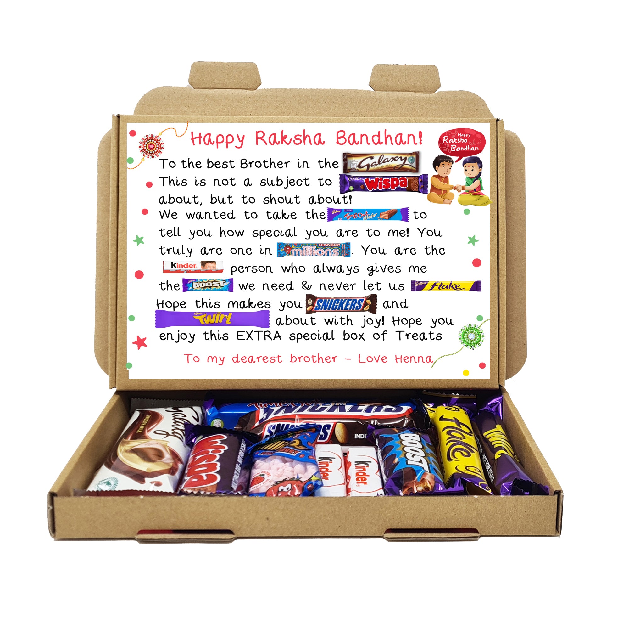 Personalised Raksha Bandhan Chocolate Message Board - Personalised Gifts - Gifts - Gifts For Him - Chocolate Gift - Chocolate box card